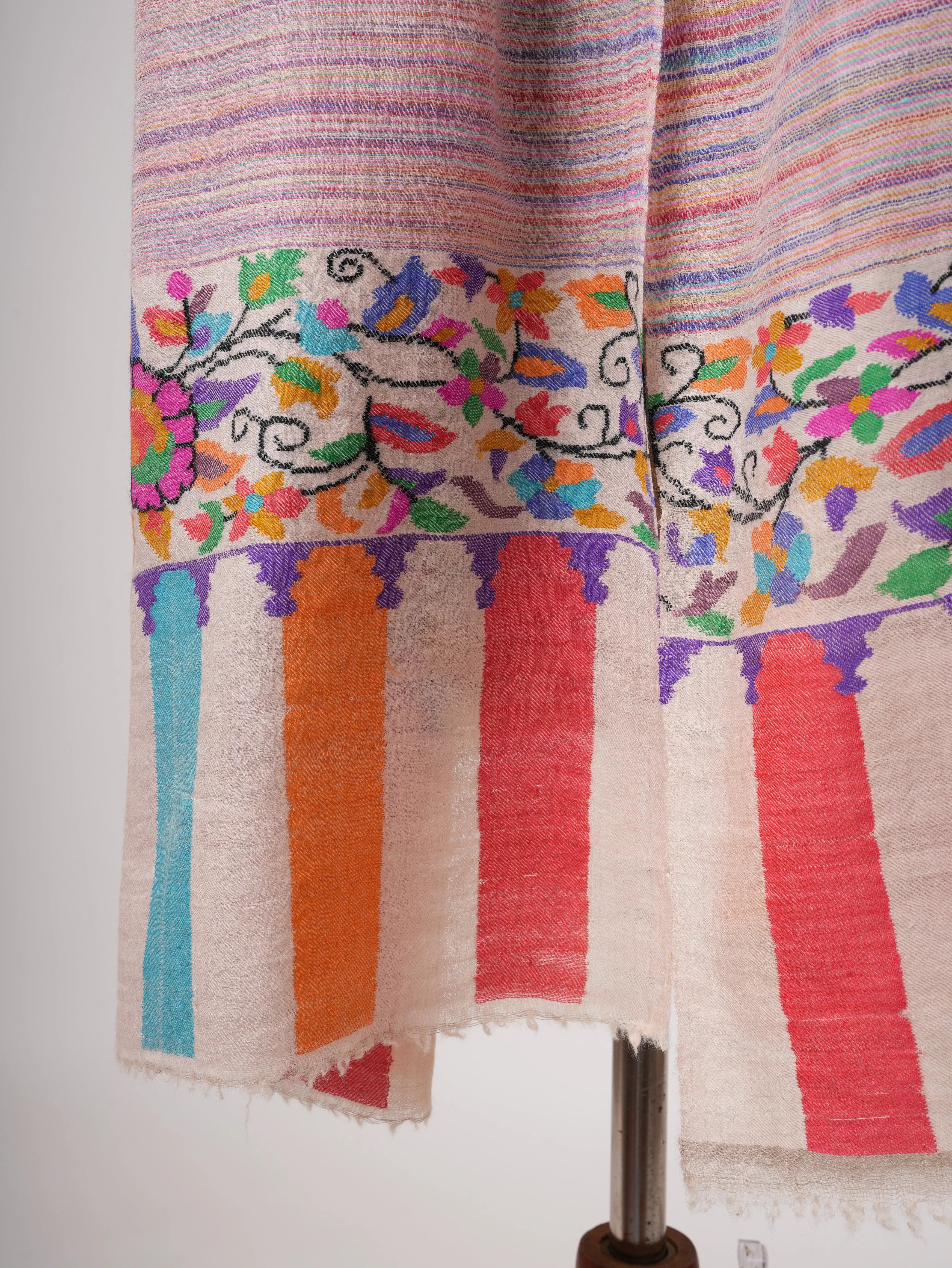 Multicolor Palla Handwoven Kani Cashmere Stole Shahkaar