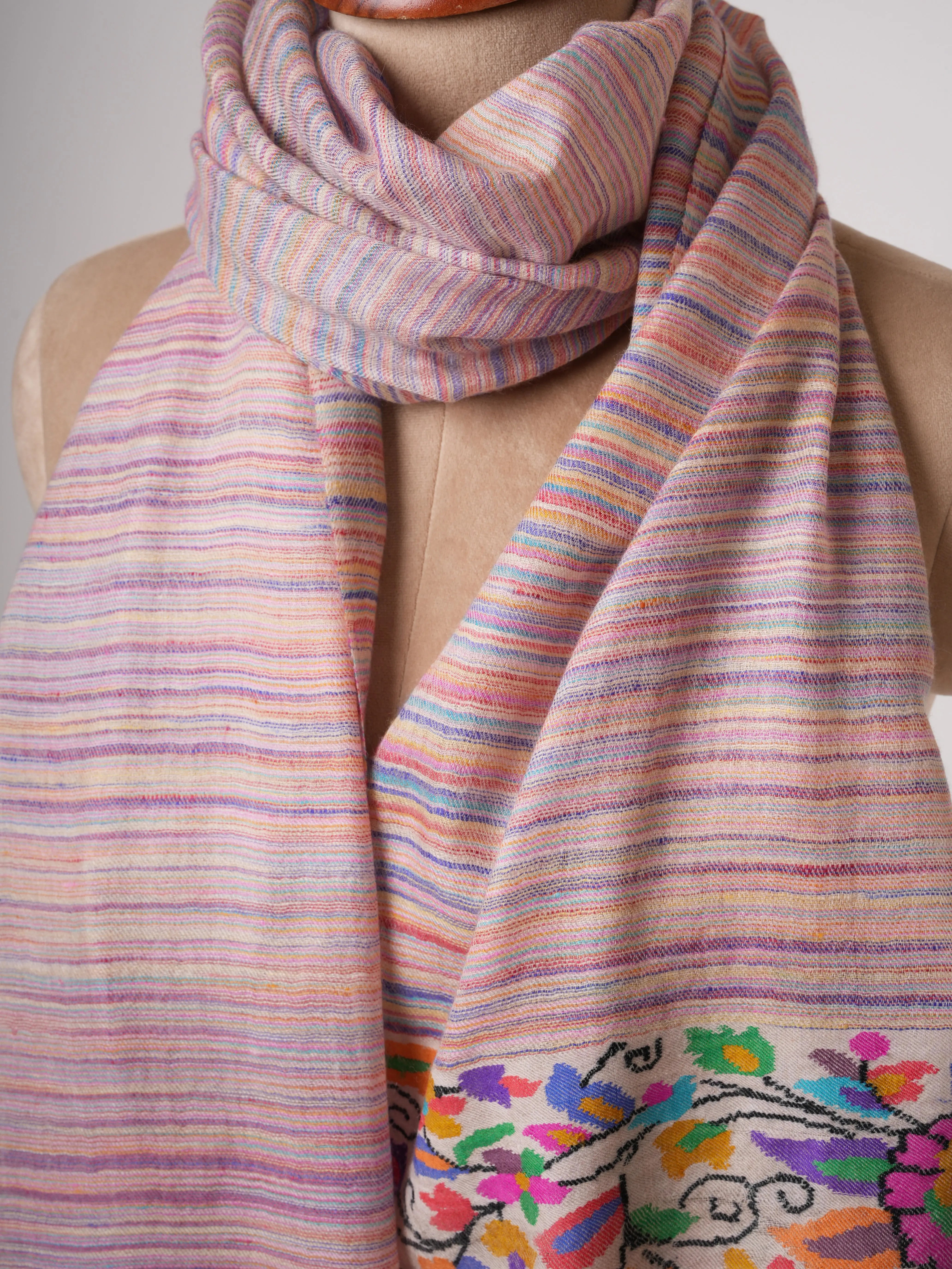 Multicolor Palla Handwoven Kani Cashmere Stole Shahkaar