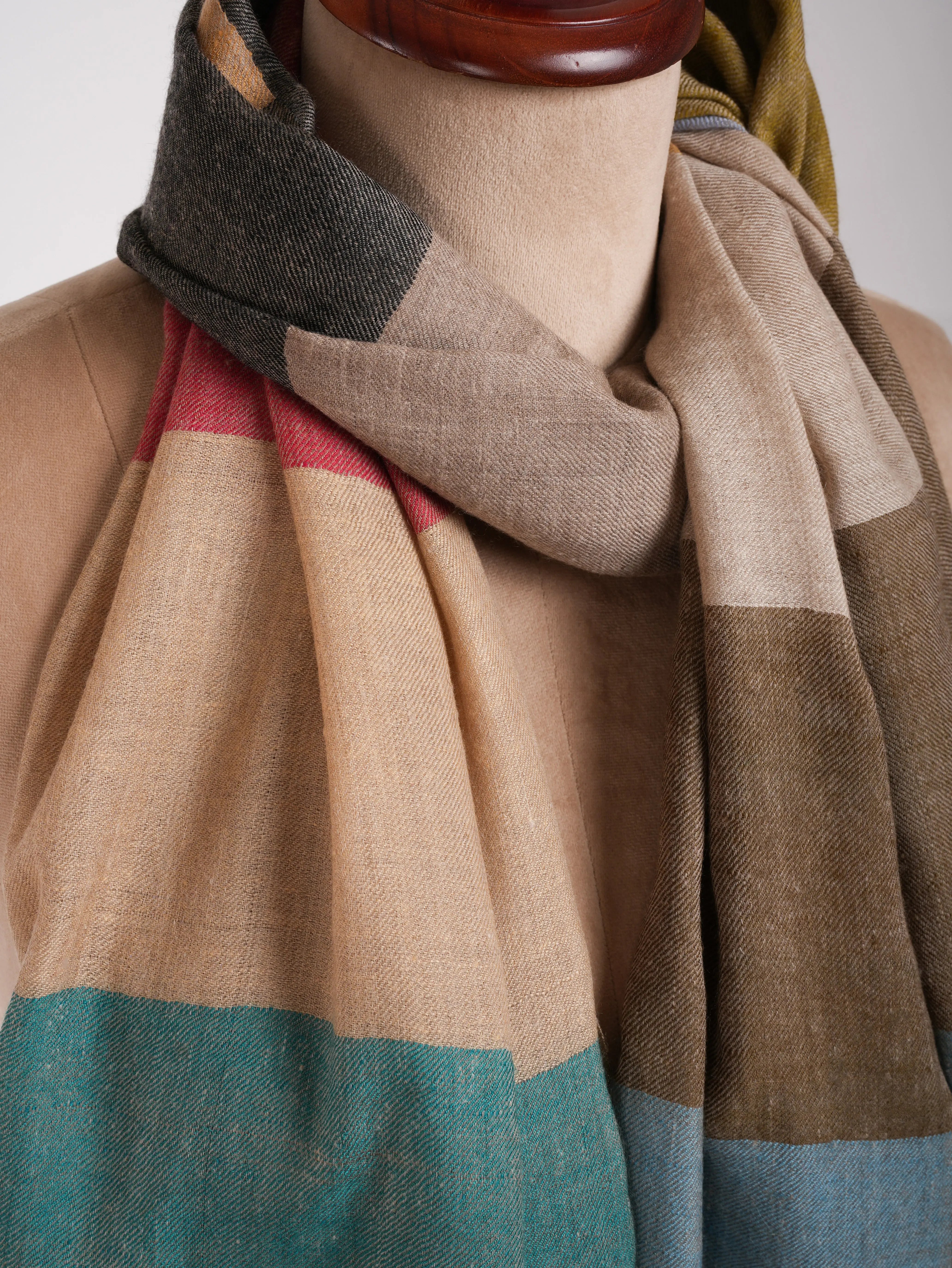 Multicolor Stripe Handwoven Indian Cashmere Scarf Shahkaar