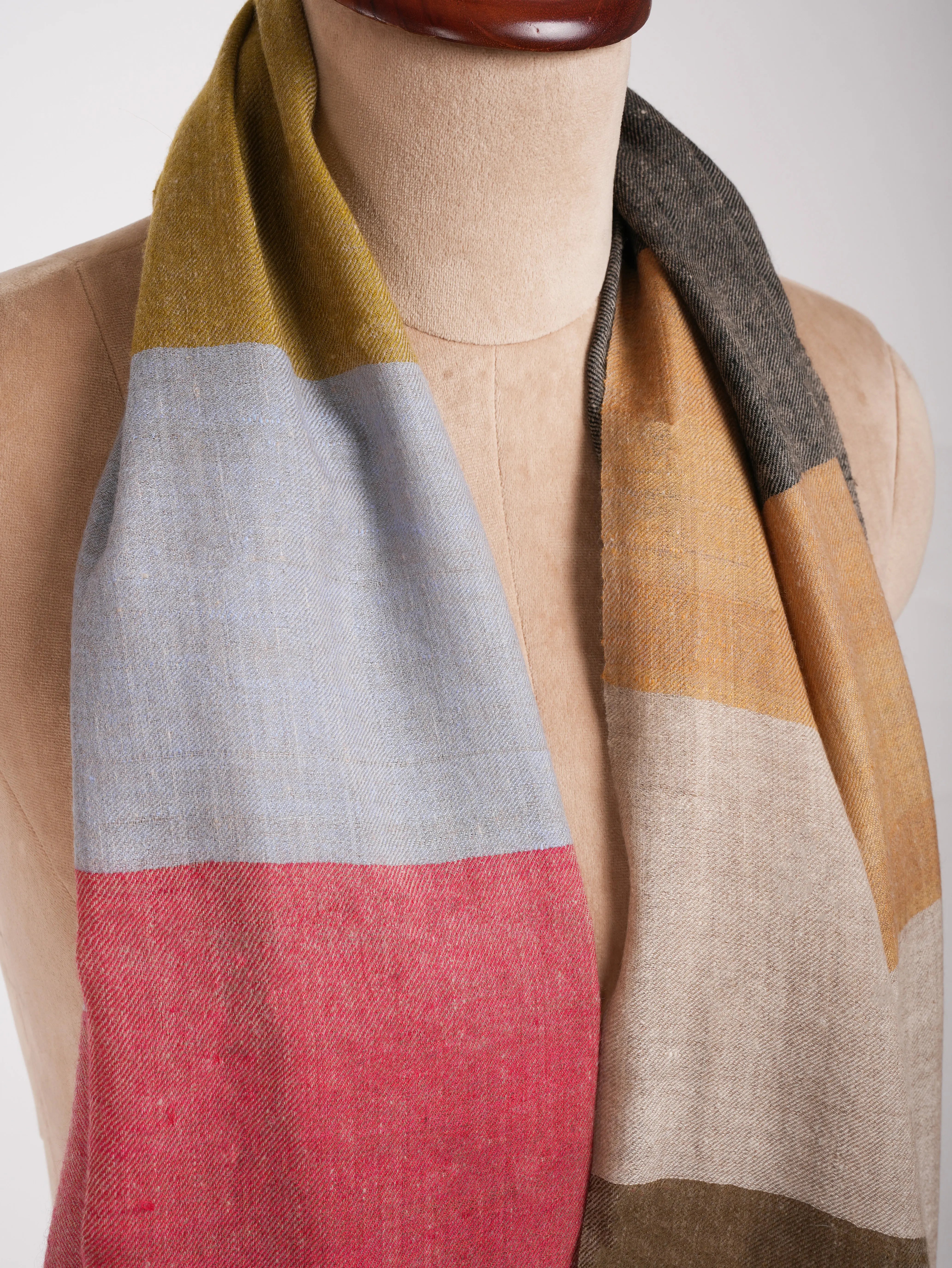 Multicolor Stripe Handwoven Indian Cashmere Scarf Shahkaar