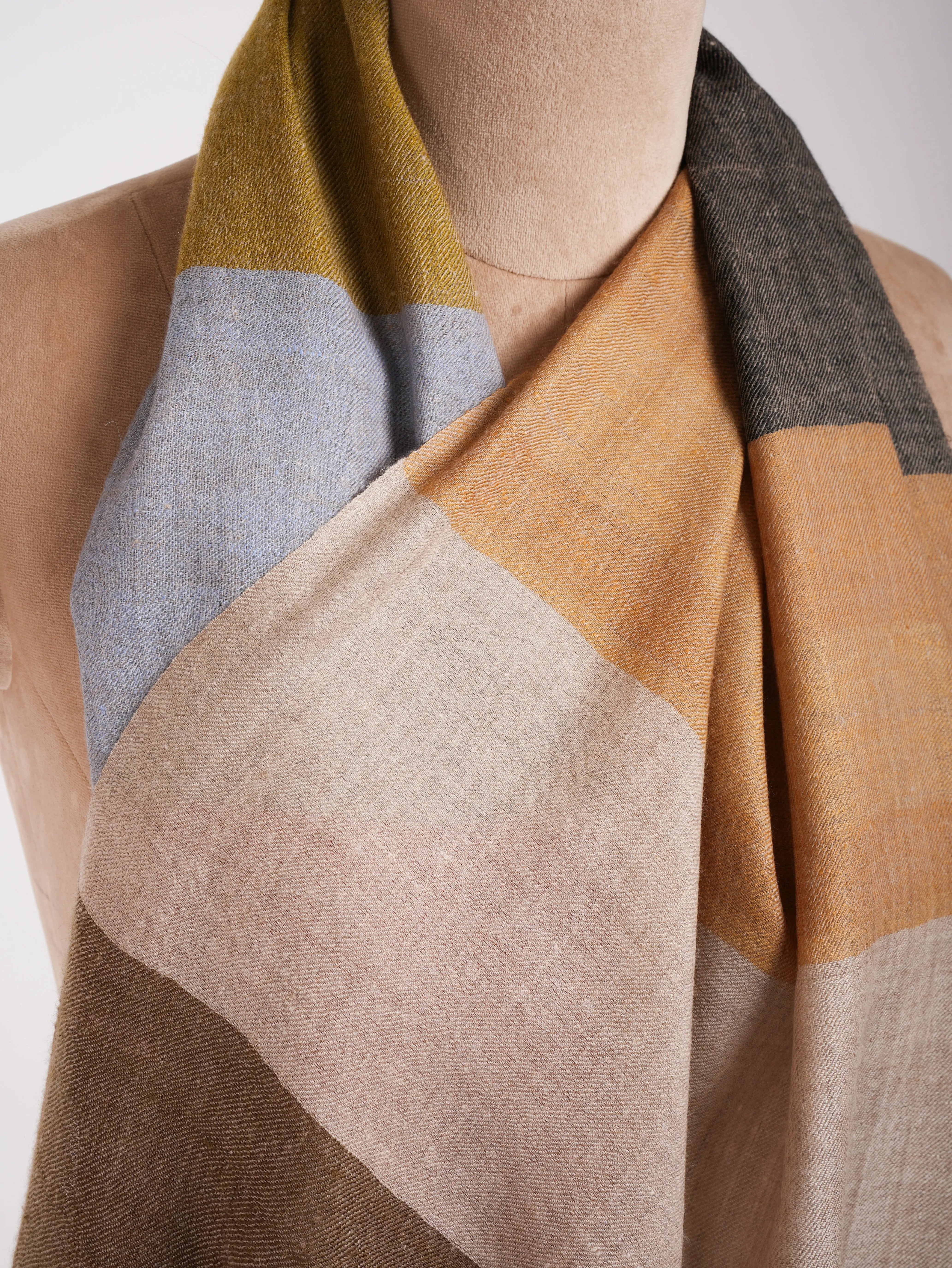 Multicolor Stripe Handwoven Indian Cashmere Scarf Shahkaar