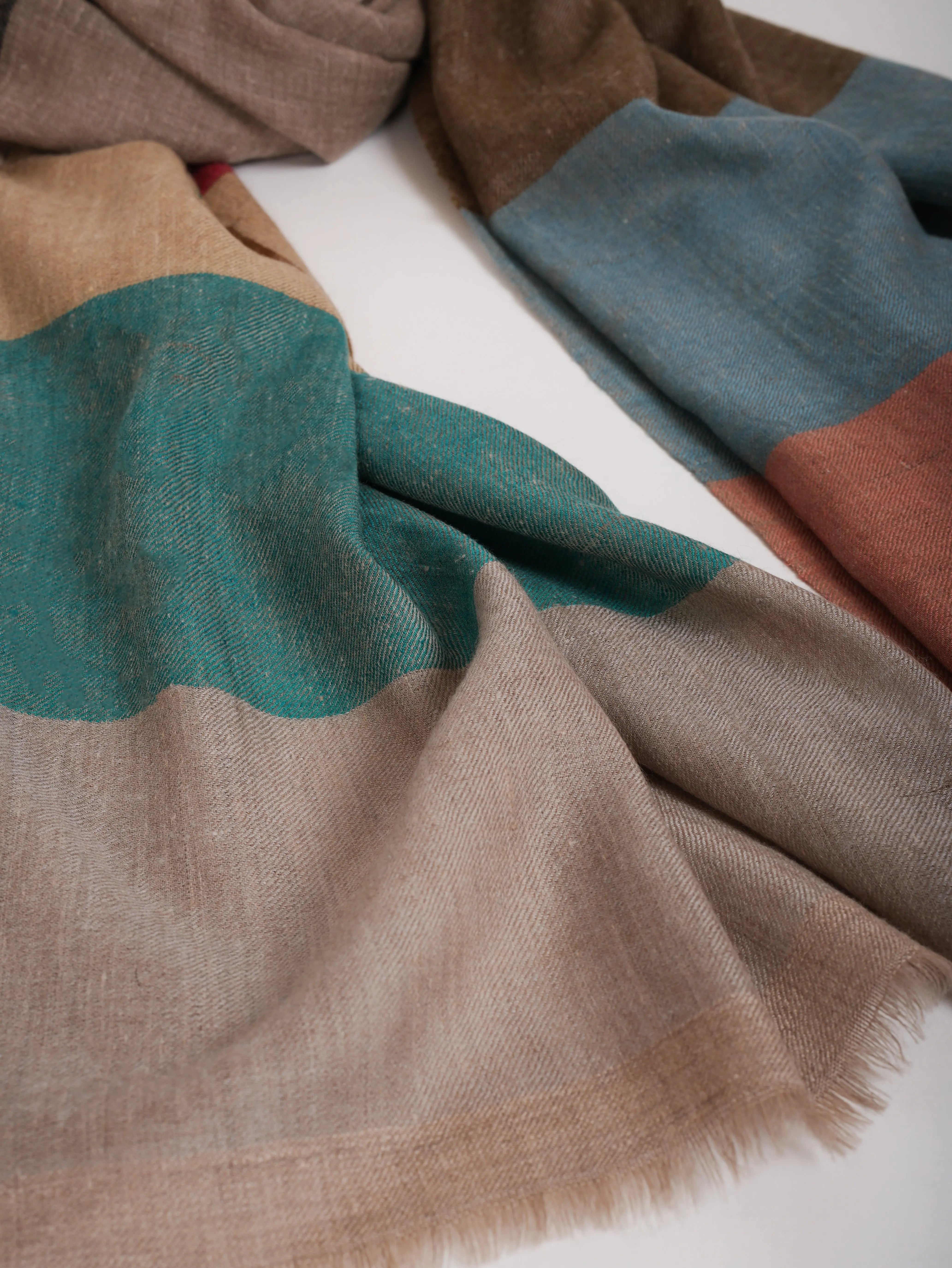 Multicolor Stripe Handwoven Indian Cashmere Scarf Shahkaar