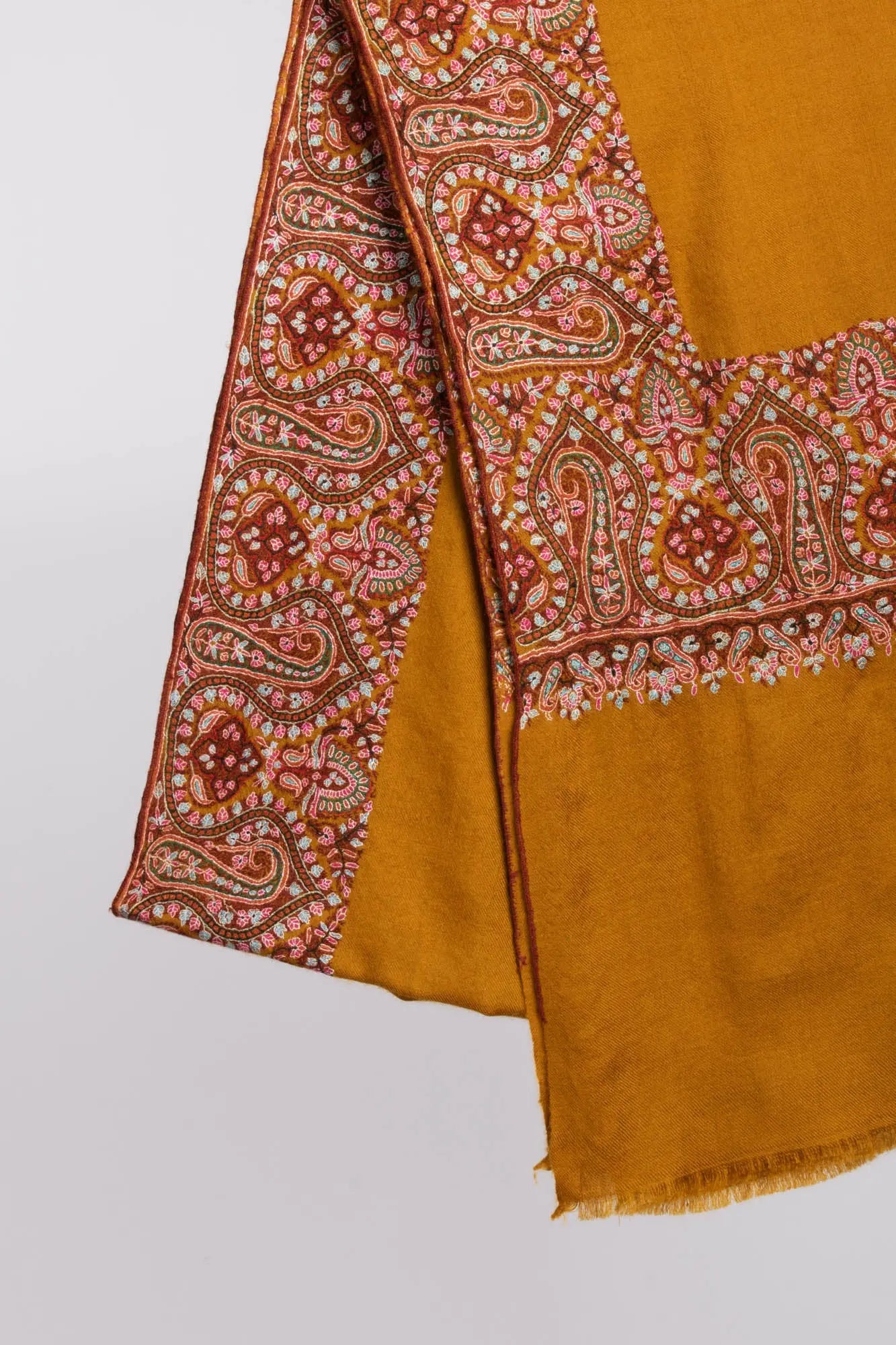 Mustard Daur Dar Luxurious Pashmina Shawl Shahkaar