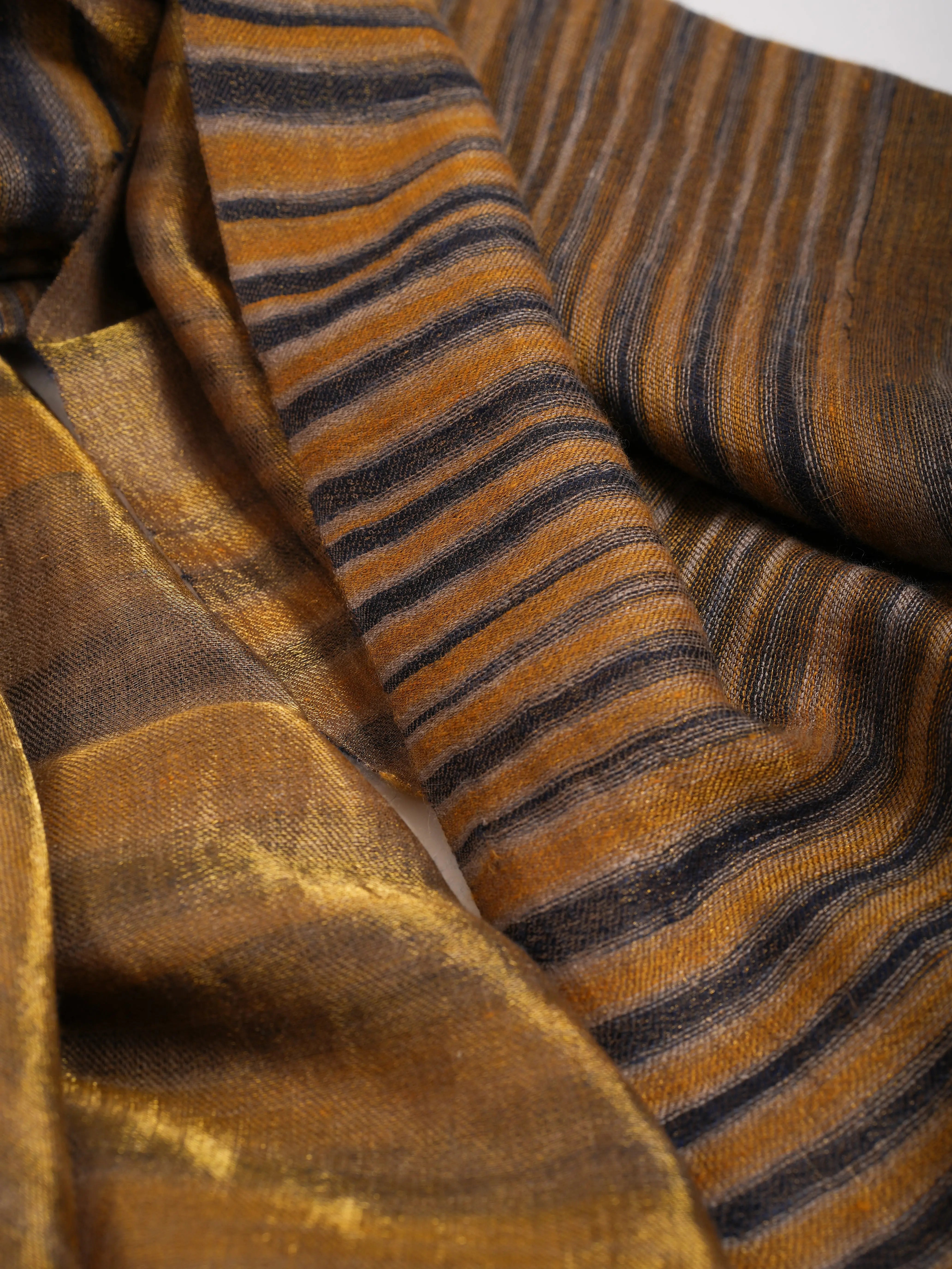 Mustard and Gold Lightweight Cashmere Stole Shahkaar