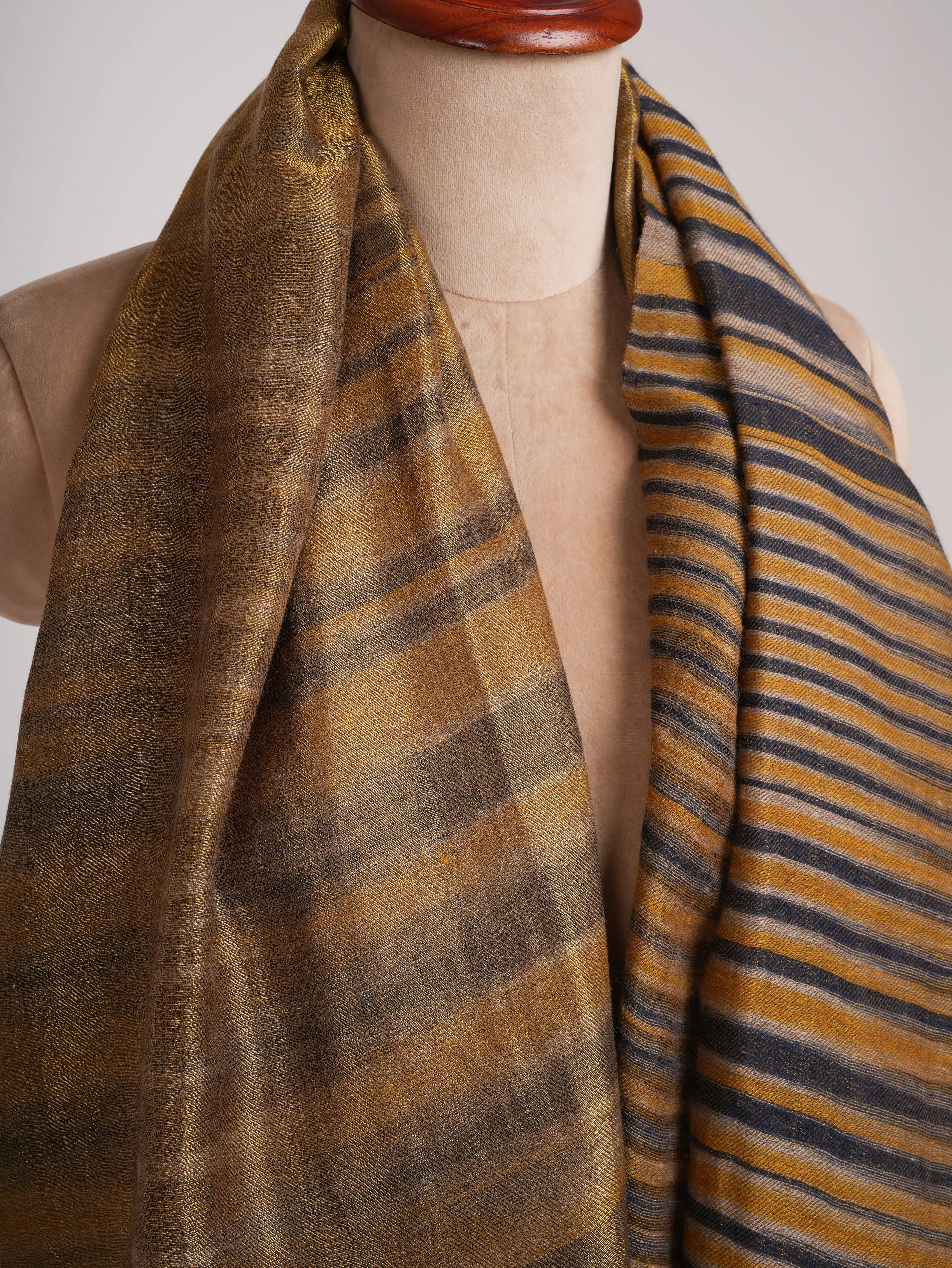 Mustard and Gold Lightweight Cashmere Stole Shahkaar
