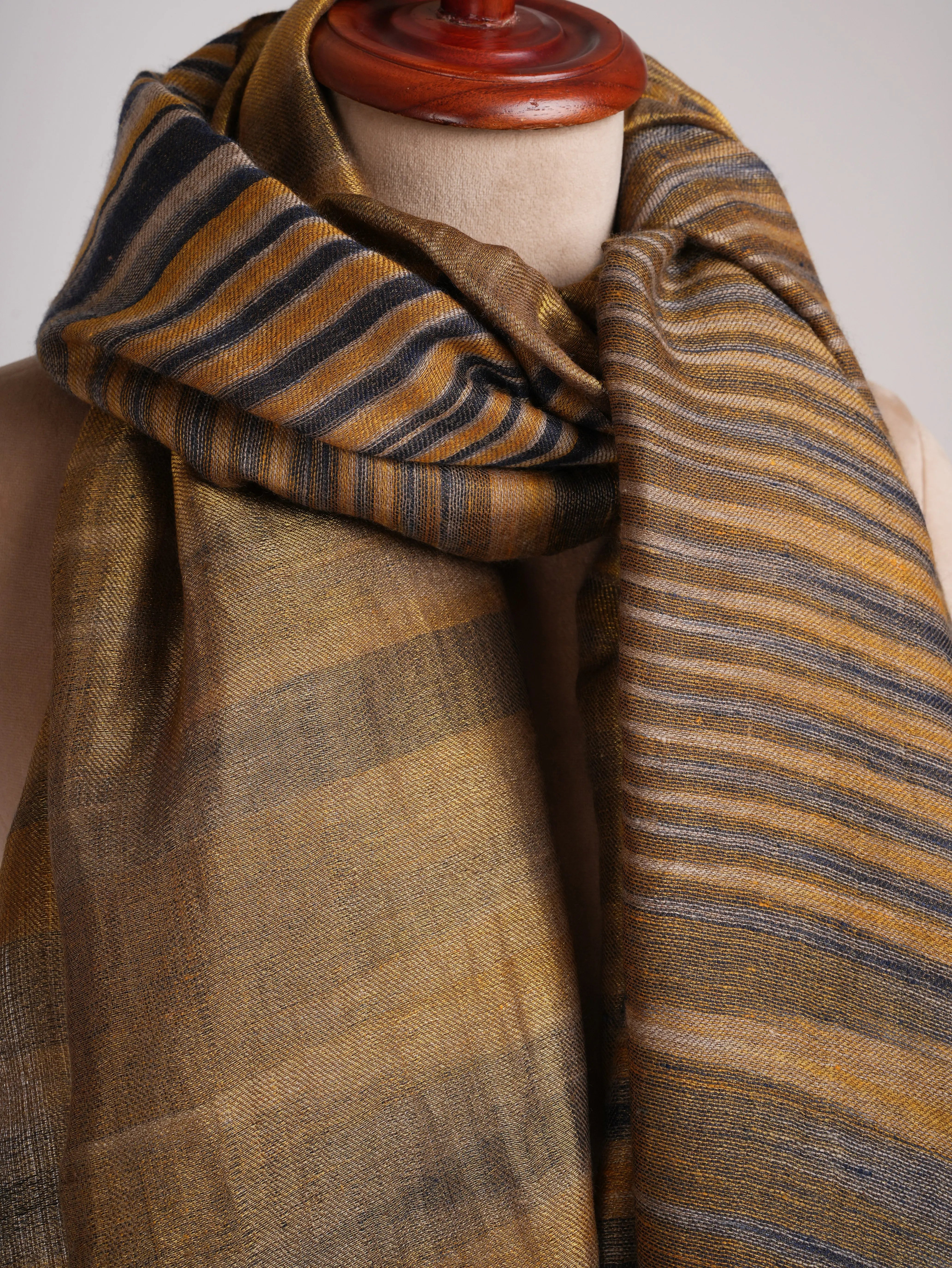Mustard and Gold Lightweight Cashmere Stole Shahkaar