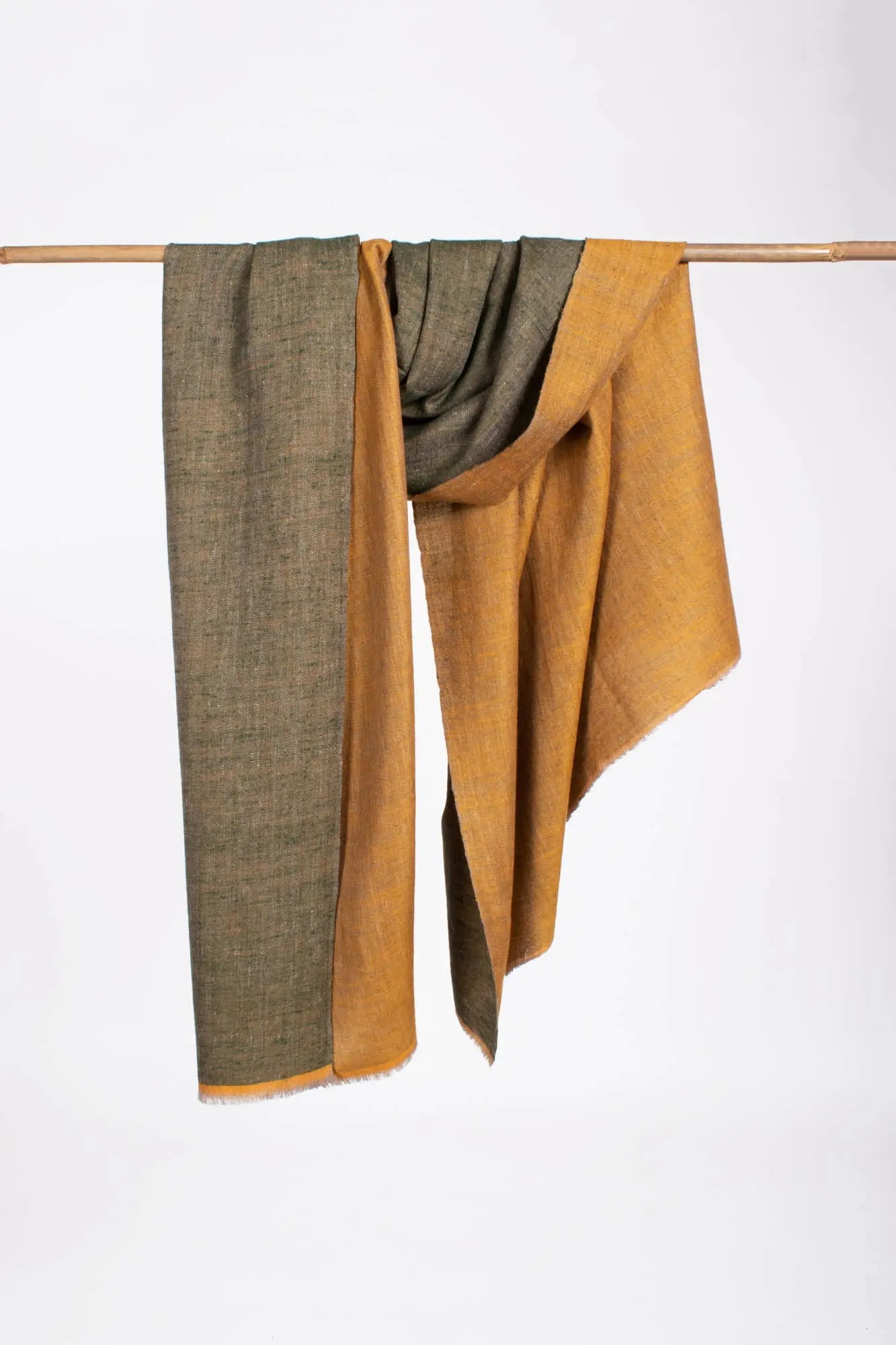 Mustard and Green Dorukha Pashmina Shawl - FLAGSTAFF Shahkaar