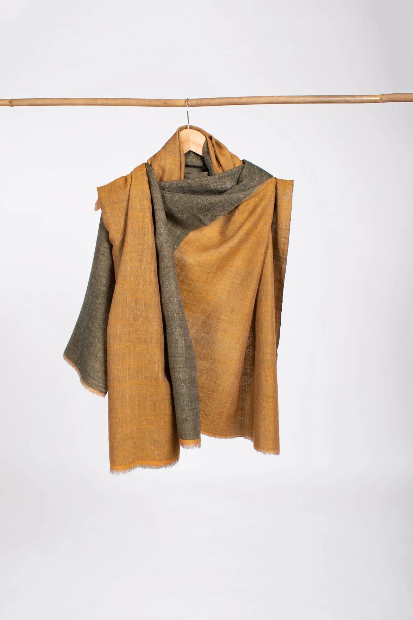 Mustard and Green Dorukha Pashmina Shawl - FLAGSTAFF Shahkaar