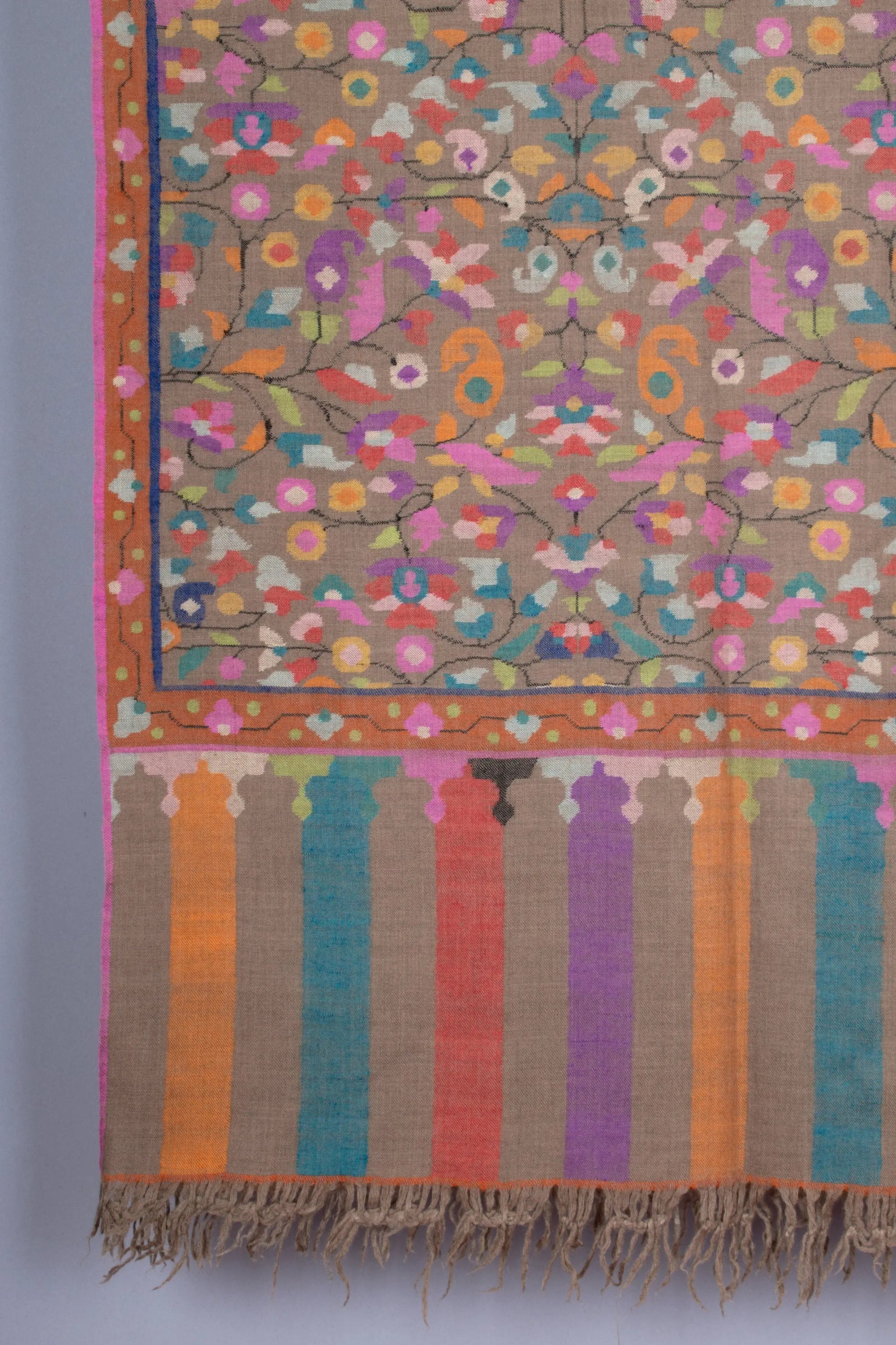 Muzamil Kani Shawl, Pure Pashmina Kashmiri Wrap, Handwoven On Handloom 40x80" Shahkaar