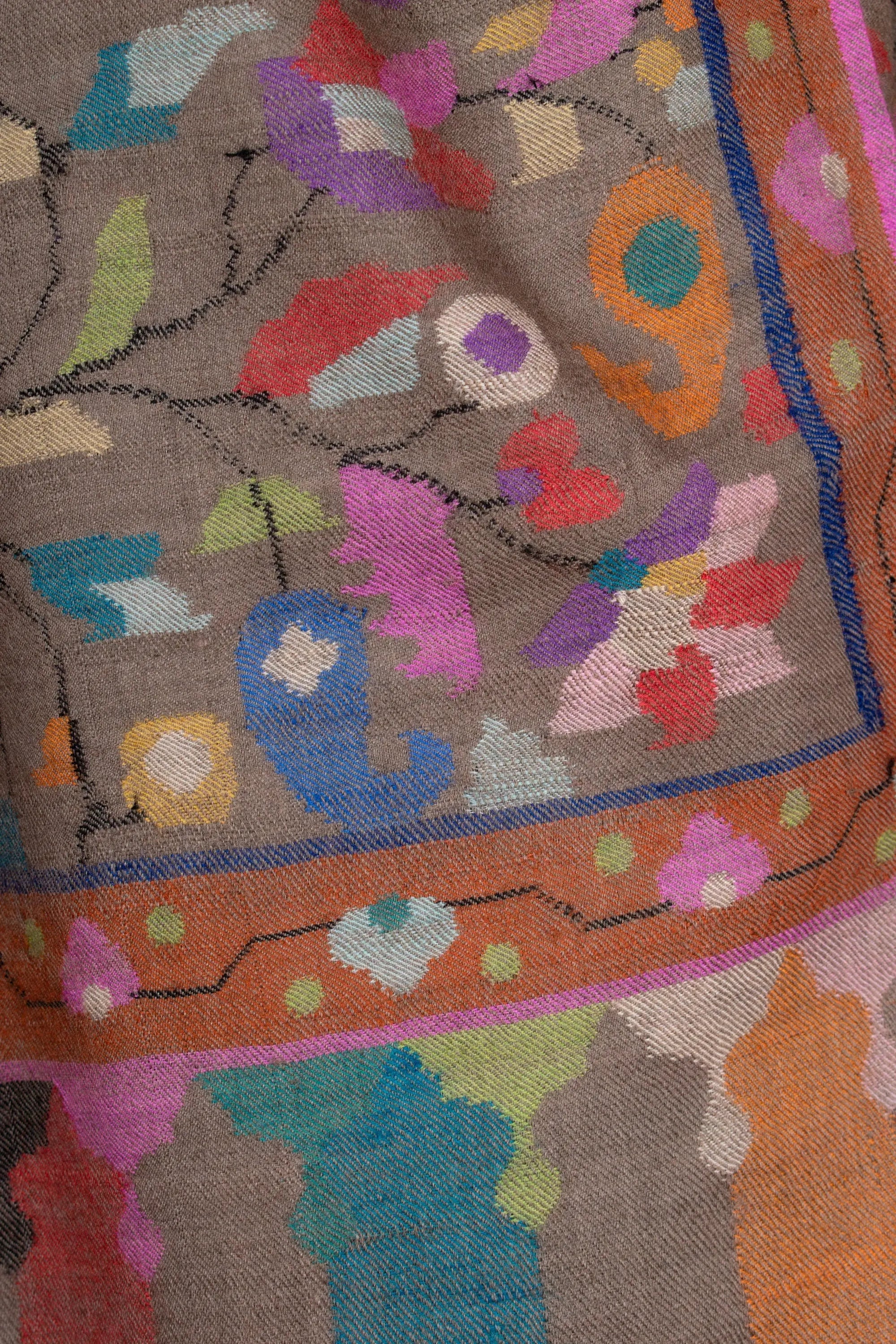 Muzamil Kani Shawl, Pure Pashmina Kashmiri Wrap, Handwoven On Handloom 40x80" Shahkaar