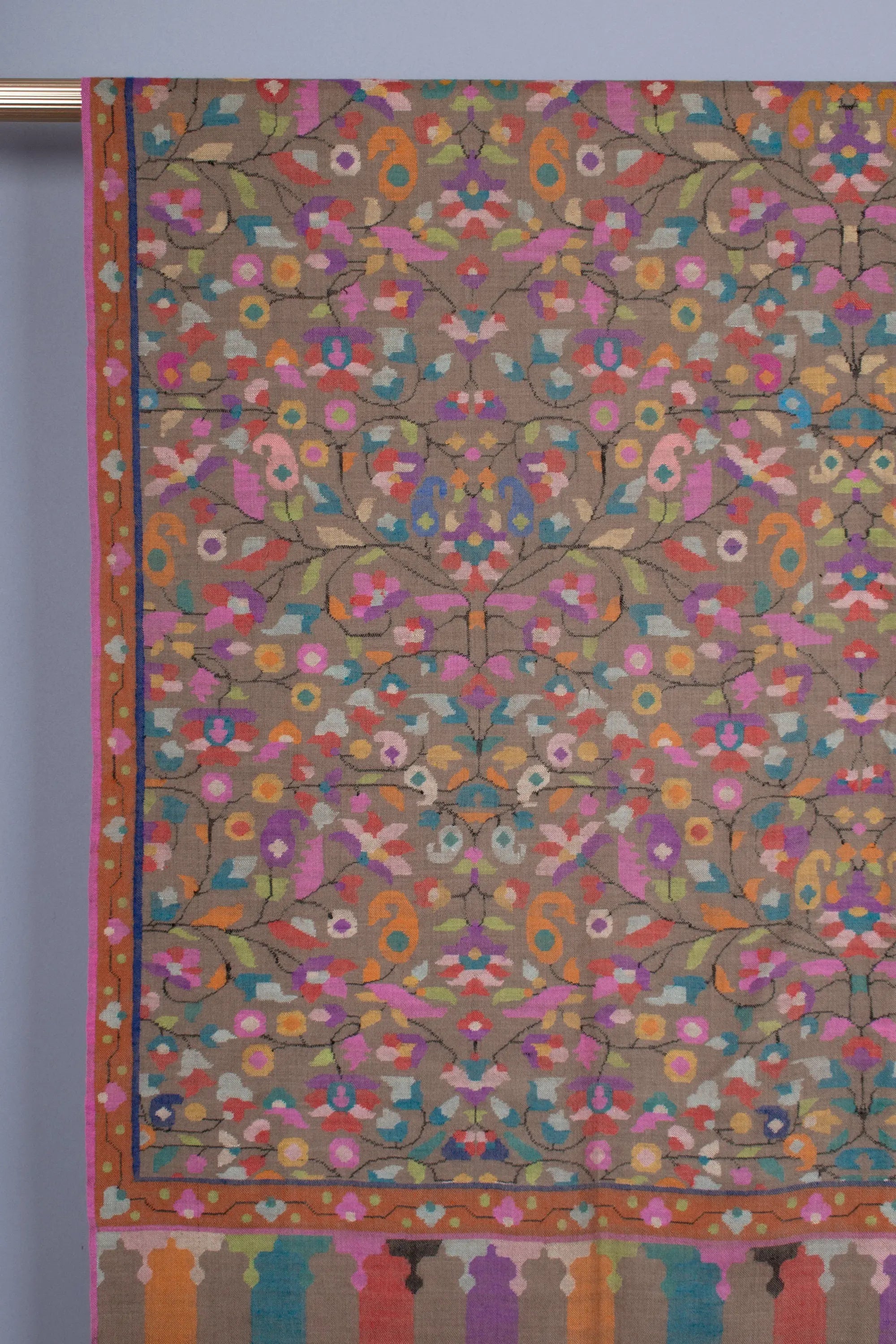 Muzamil Kani Shawl, Pure Pashmina Kashmiri Wrap, Handwoven On Handloom 40x80" Shahkaar