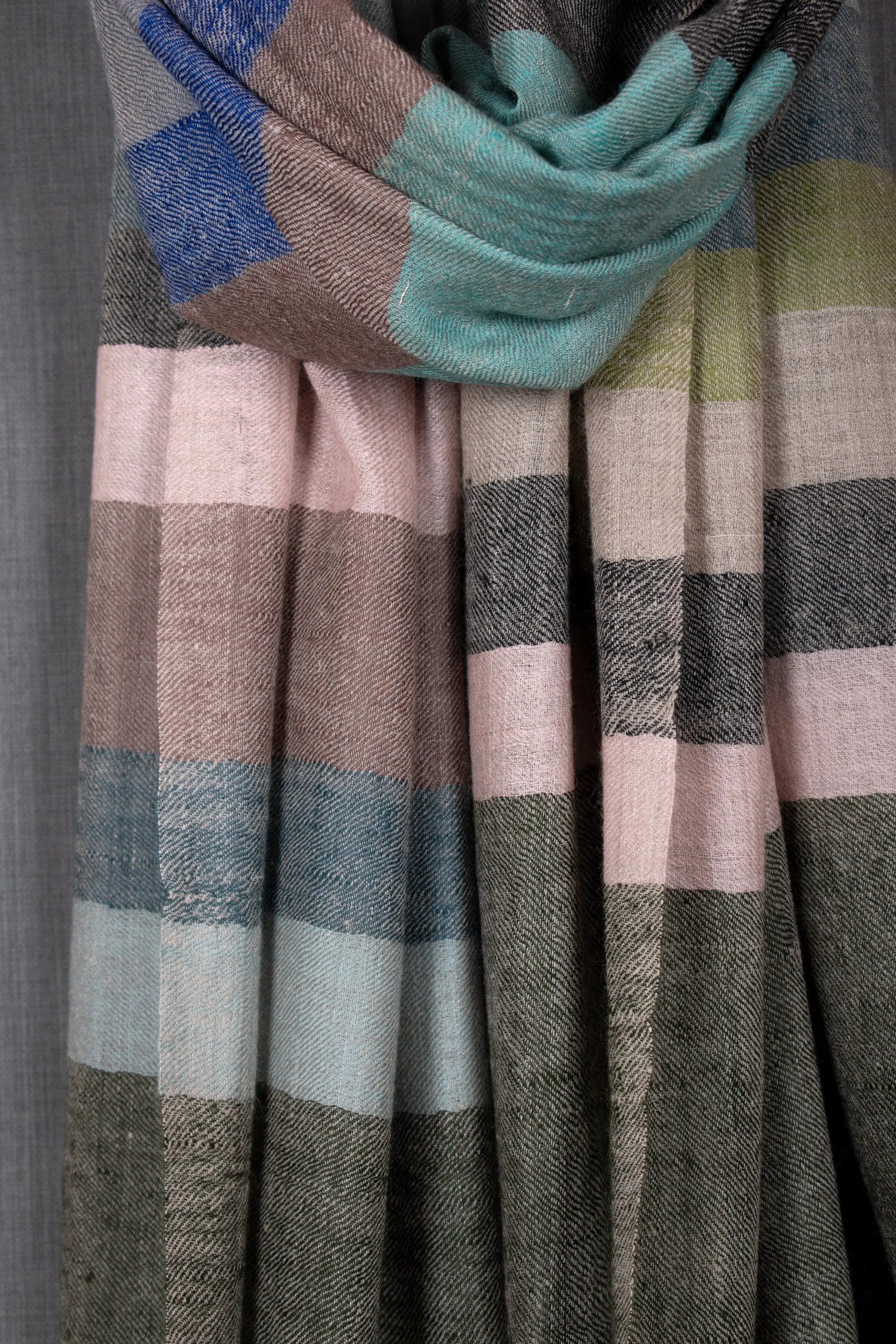 Nafiya Stripes Pashmina Scarf, Elegant Wrap, 28x80" Shahkaar