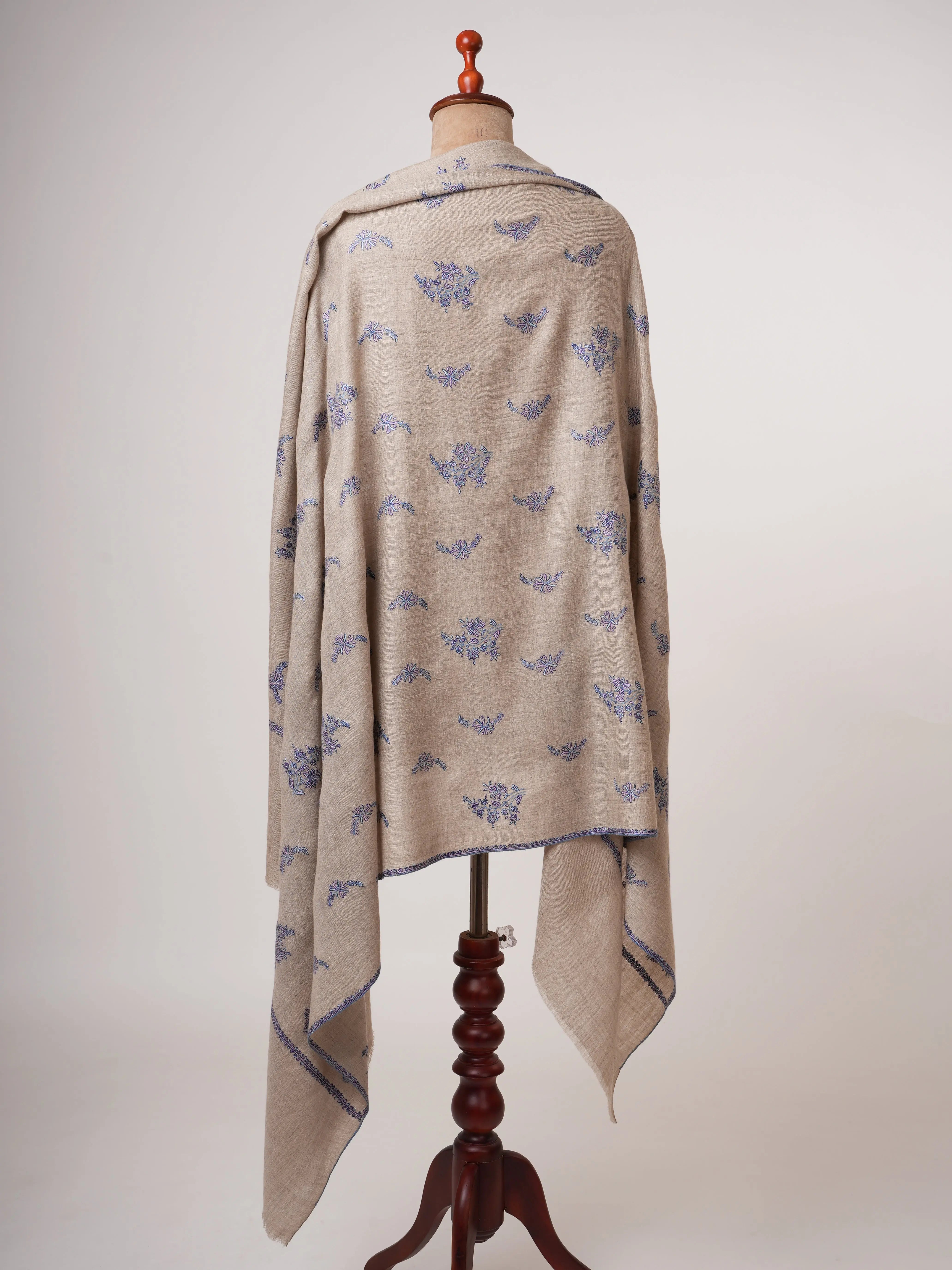 Natural Baby Soft Pashmina Shawl with Fine Hand Embroidery Shahkaar