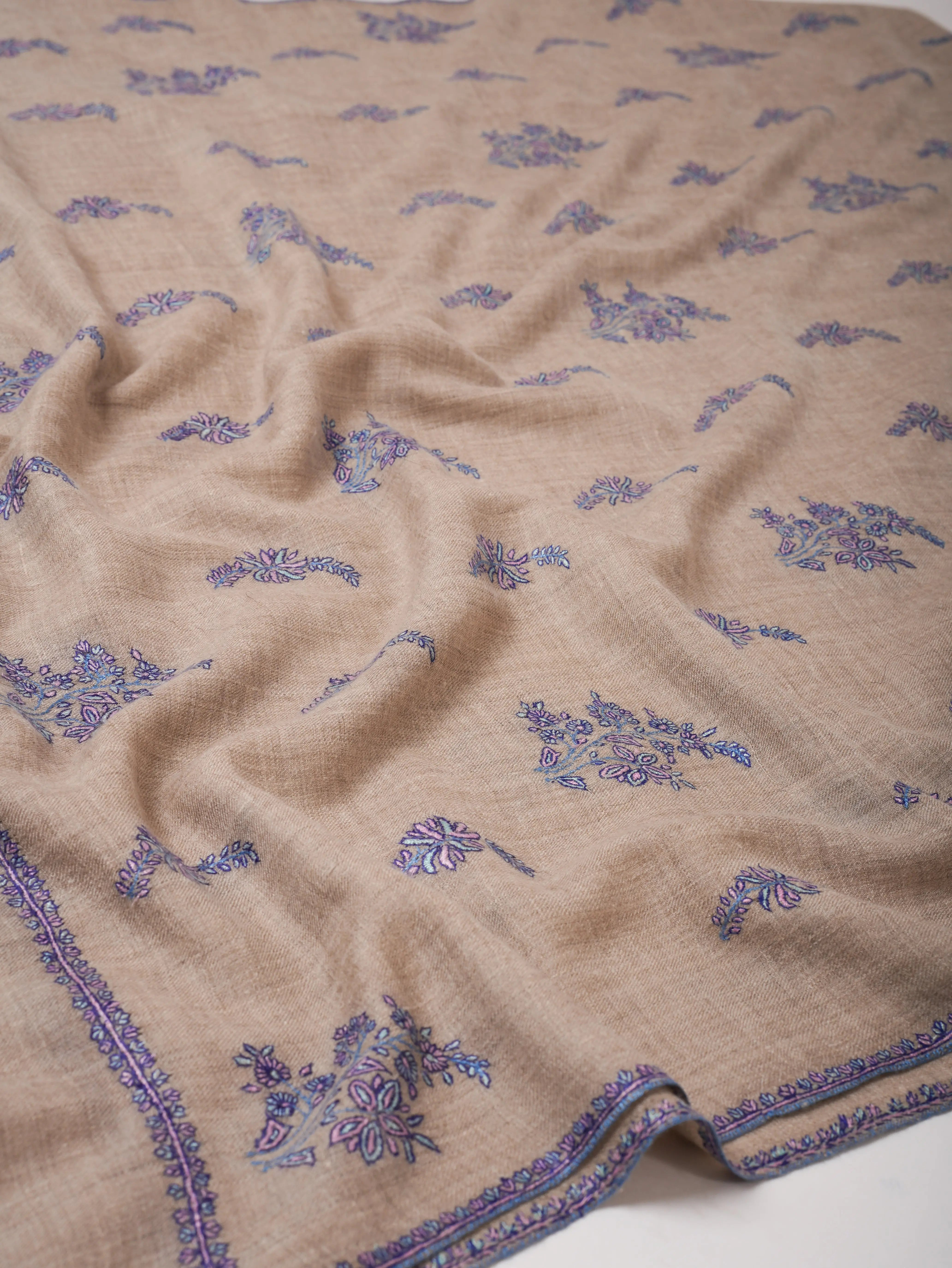 Natural Baby Soft Pashmina Shawl with Fine Hand Embroidery Shahkaar