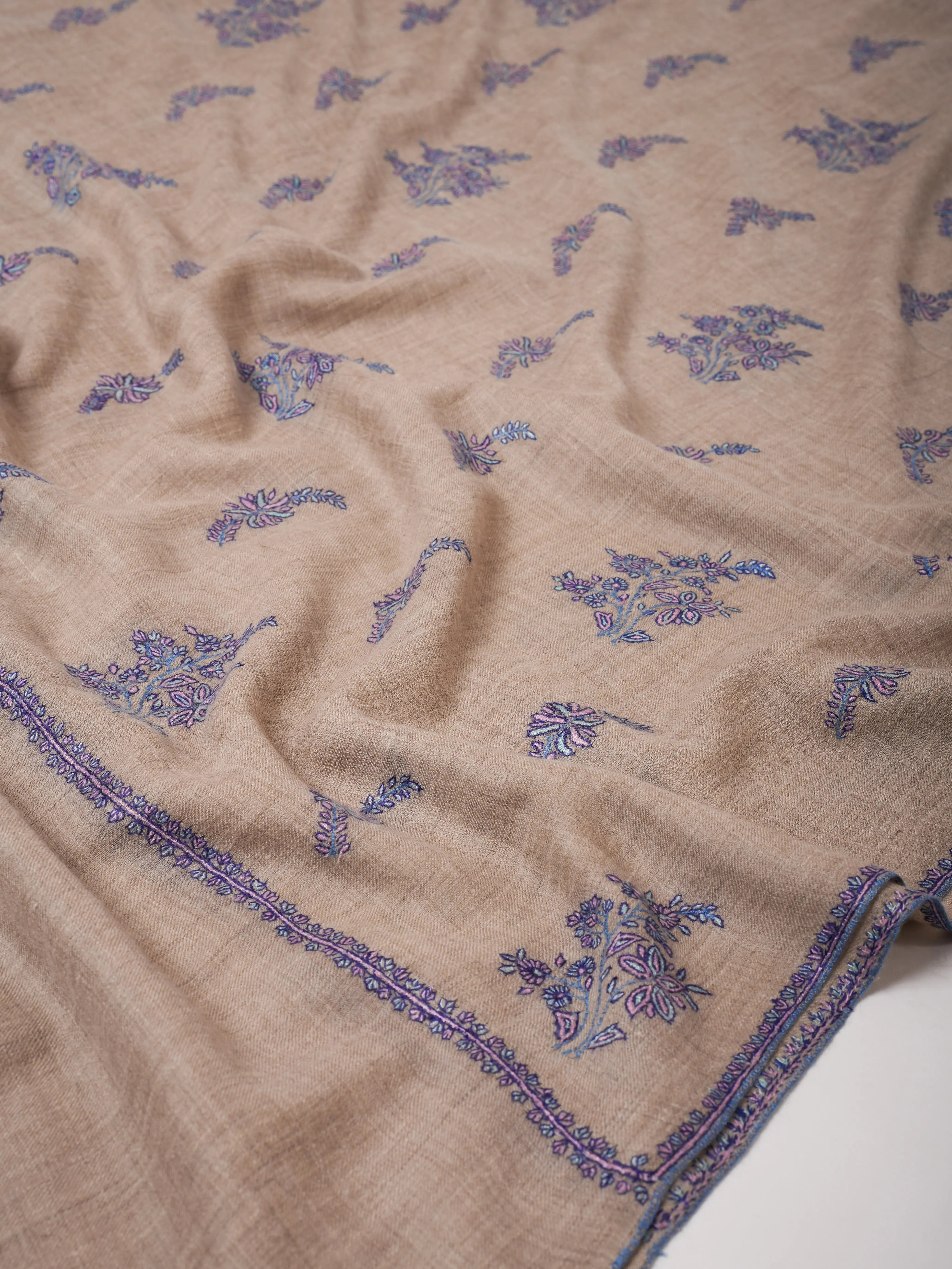 Natural Baby Soft Pashmina Shawl with Fine Hand Embroidery Shahkaar