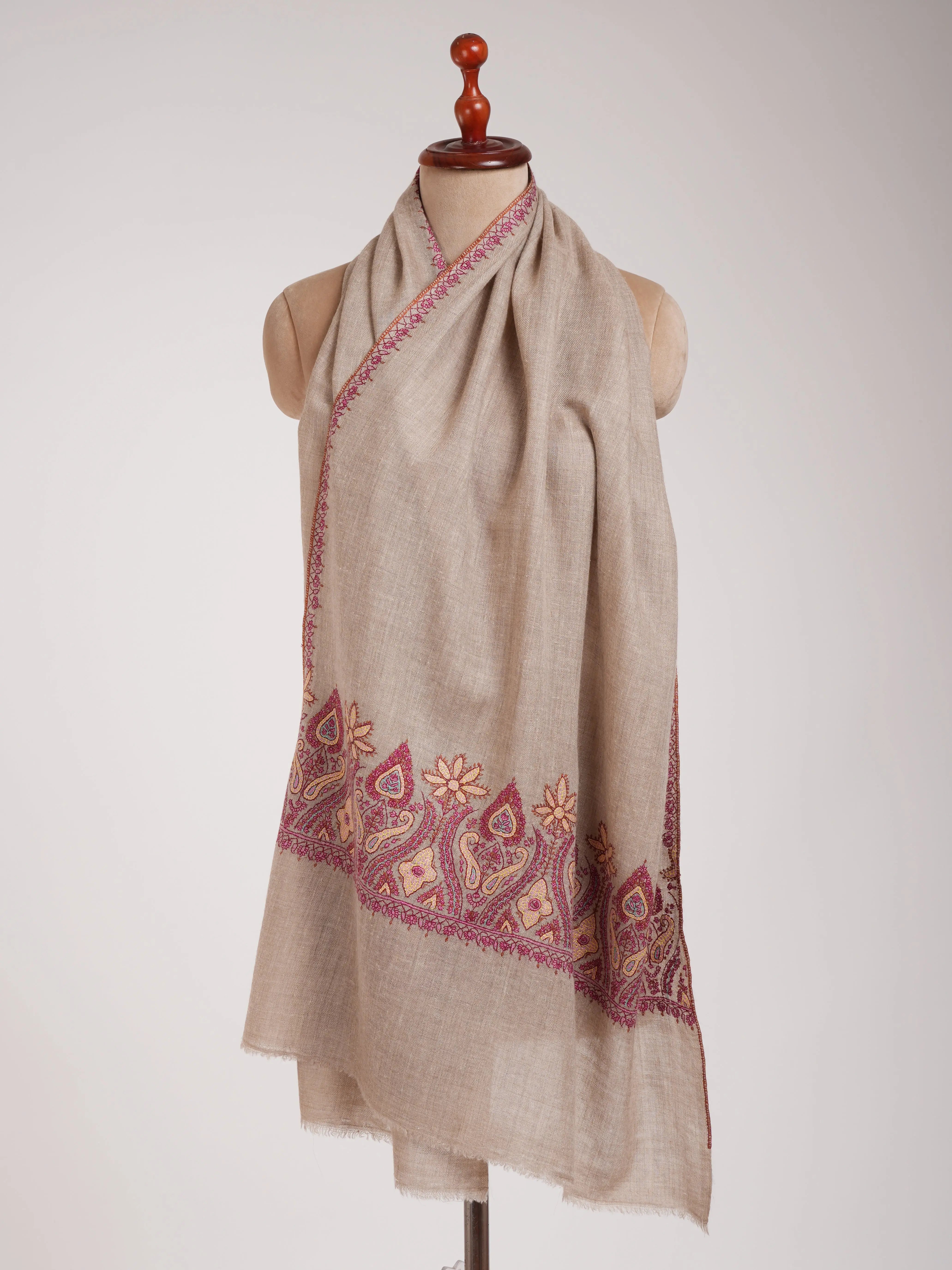 Natural Grey Big Palla Cashmere Pashmina Shahkaar