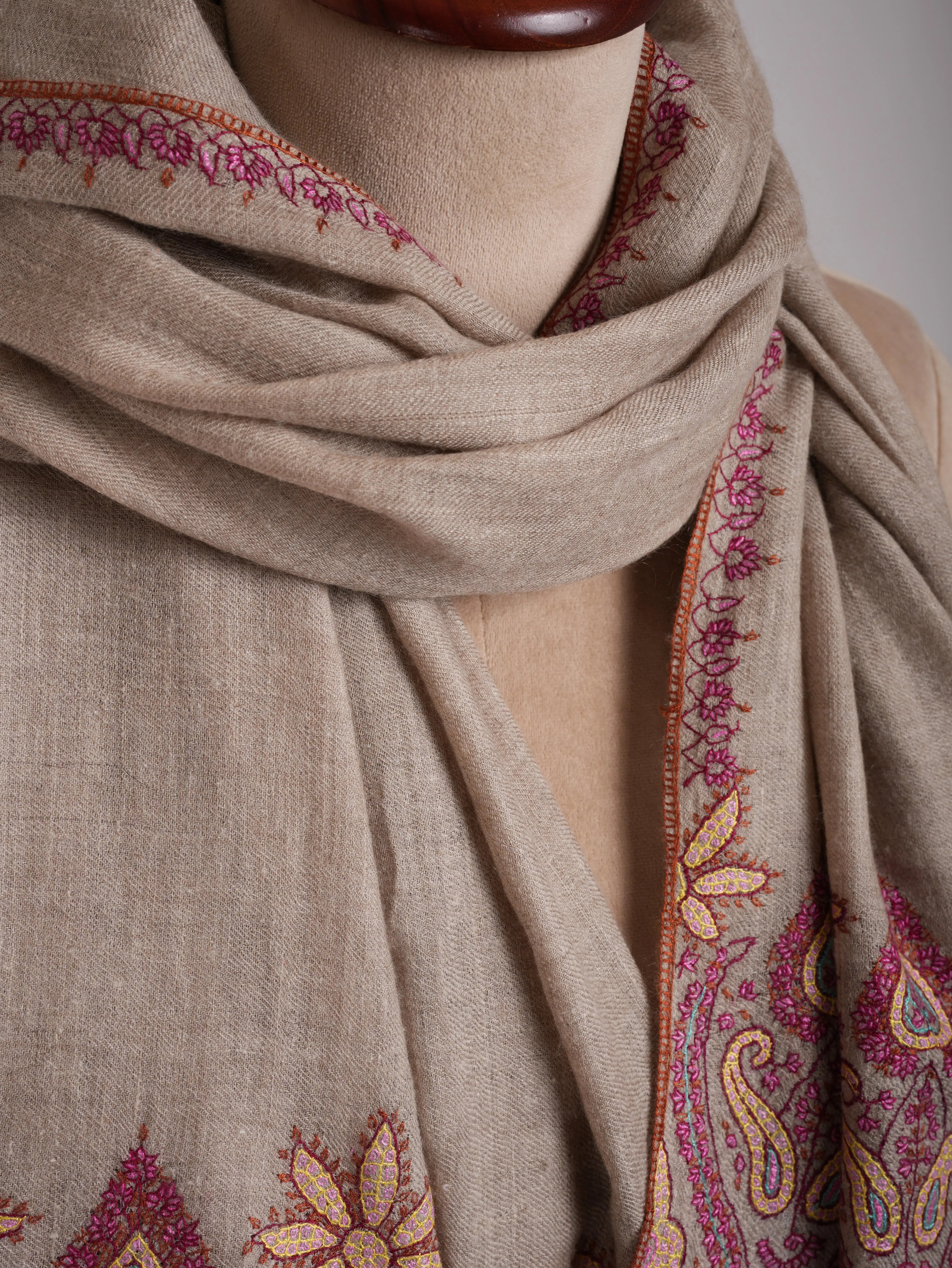 Natural Grey Big Palla Cashmere Pashmina Shahkaar