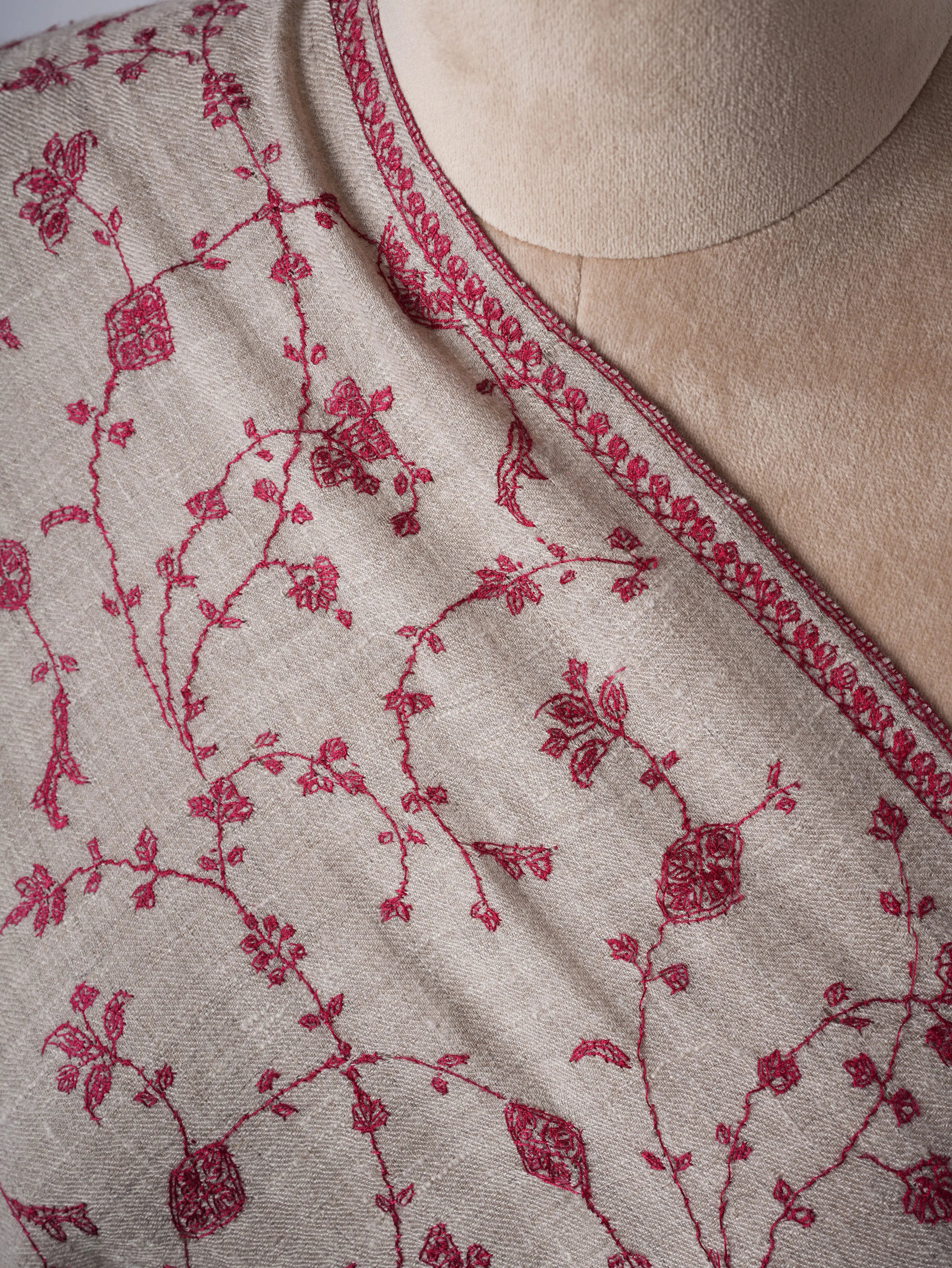 Natural Grey Cashmere Scarf with Jali Embroidery – Baby Soft Shahkaar