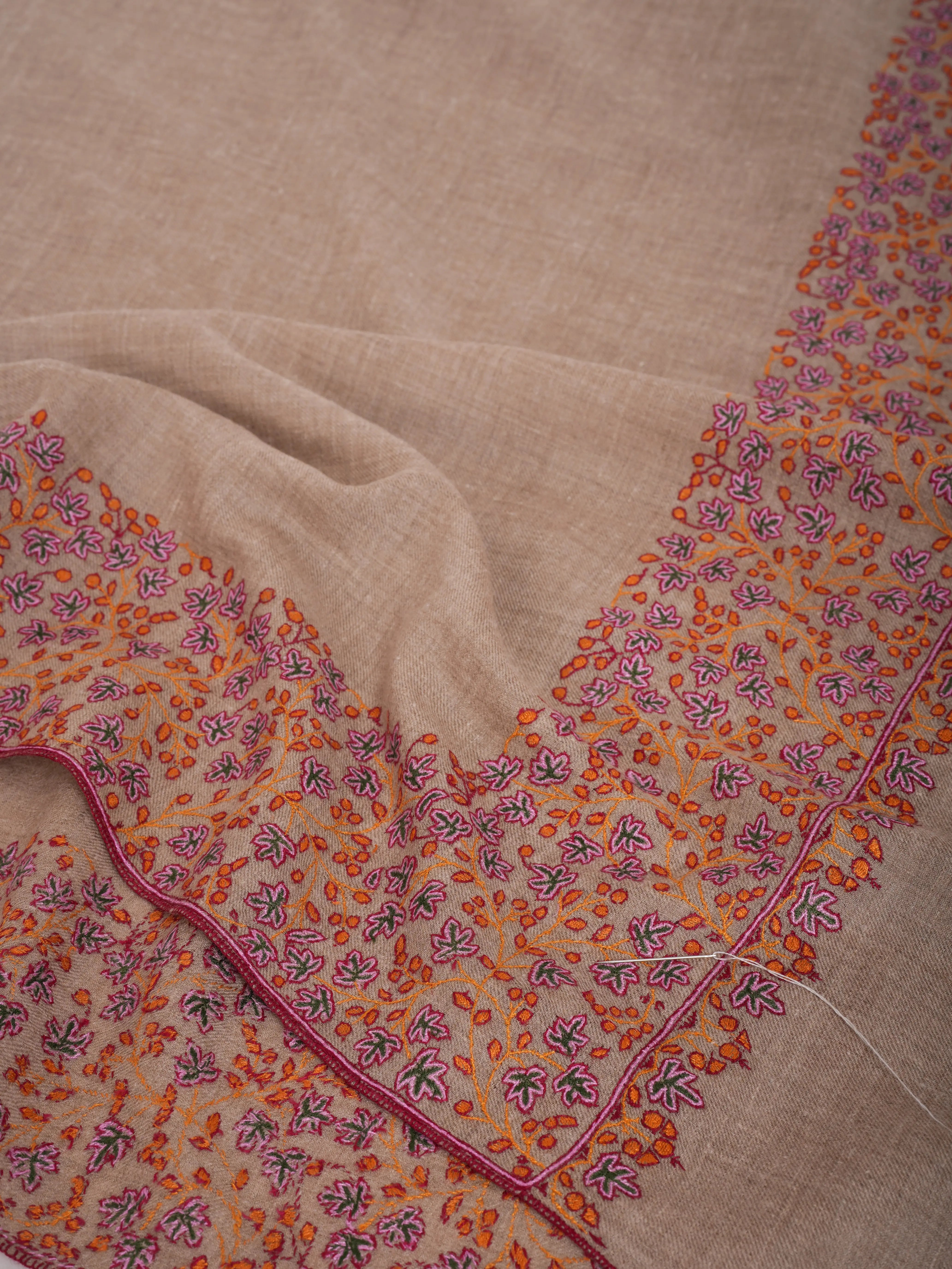 Natural Grey Daurdar Handwoven Kashmiri Pashmina Shawl Shahkaar