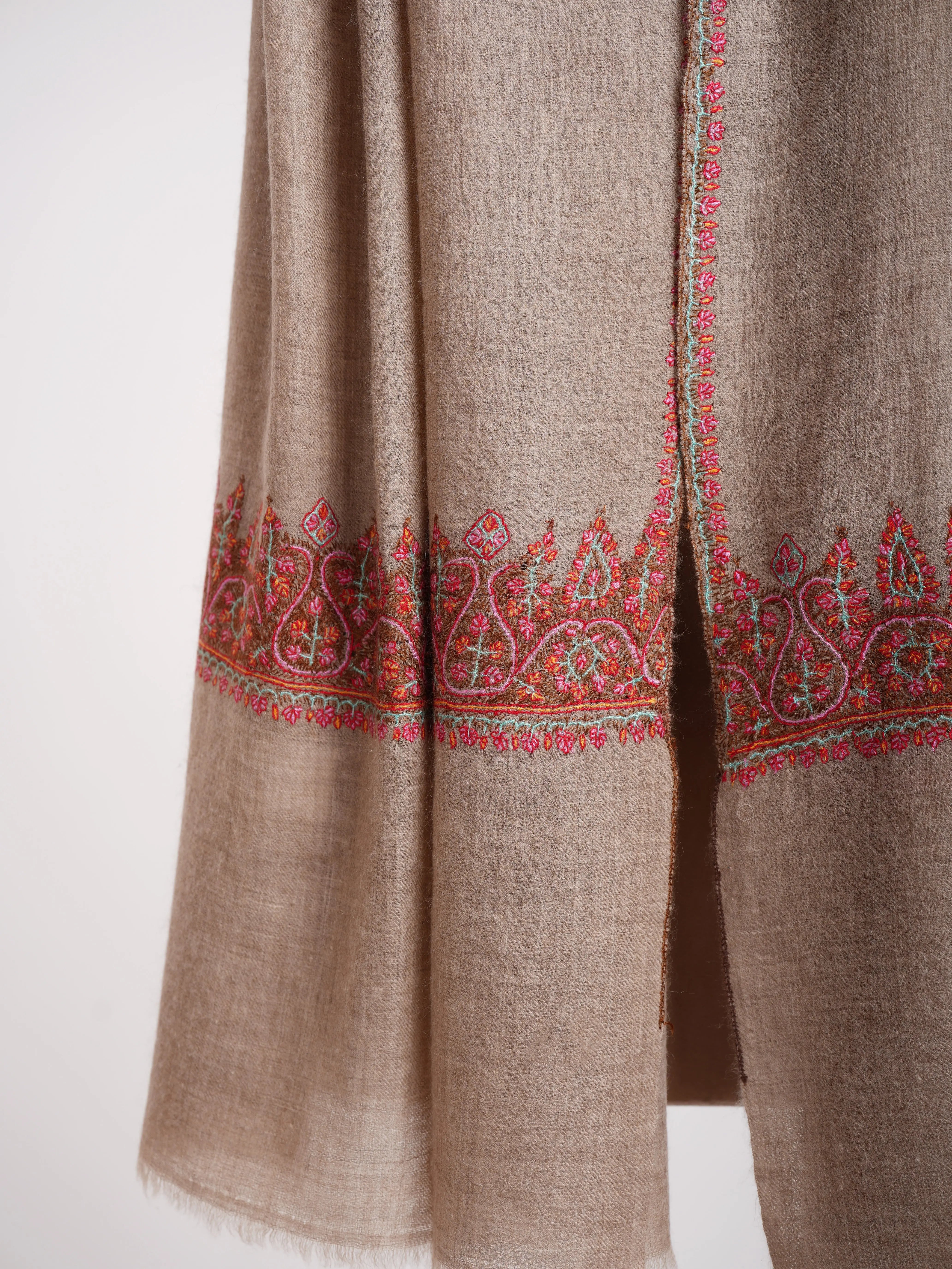 Natural Grey Handcrafted Cashmere Stole Shahkaar