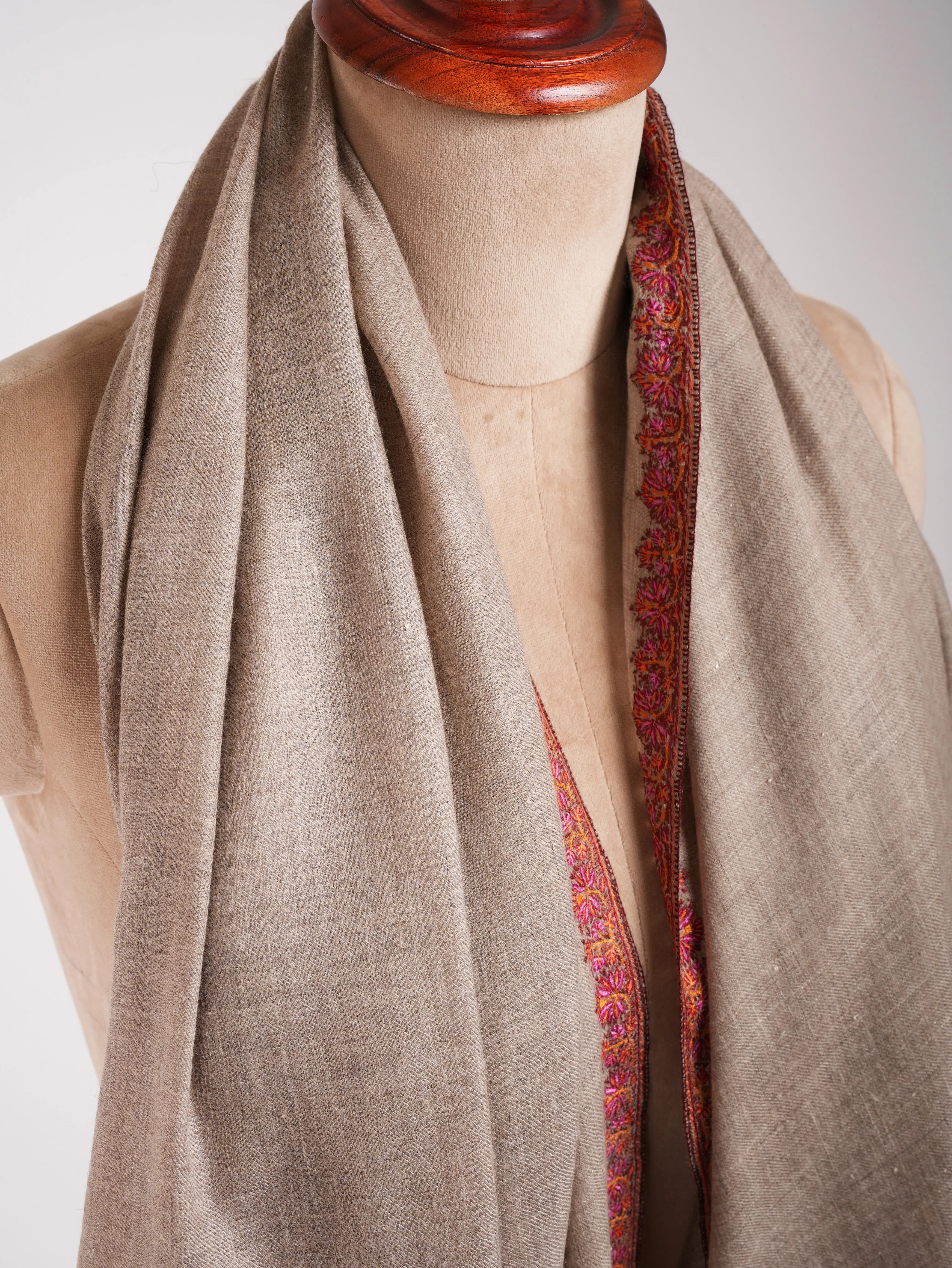 Natural Grey Hashia Pure Pashmina Shawl Shahkaar