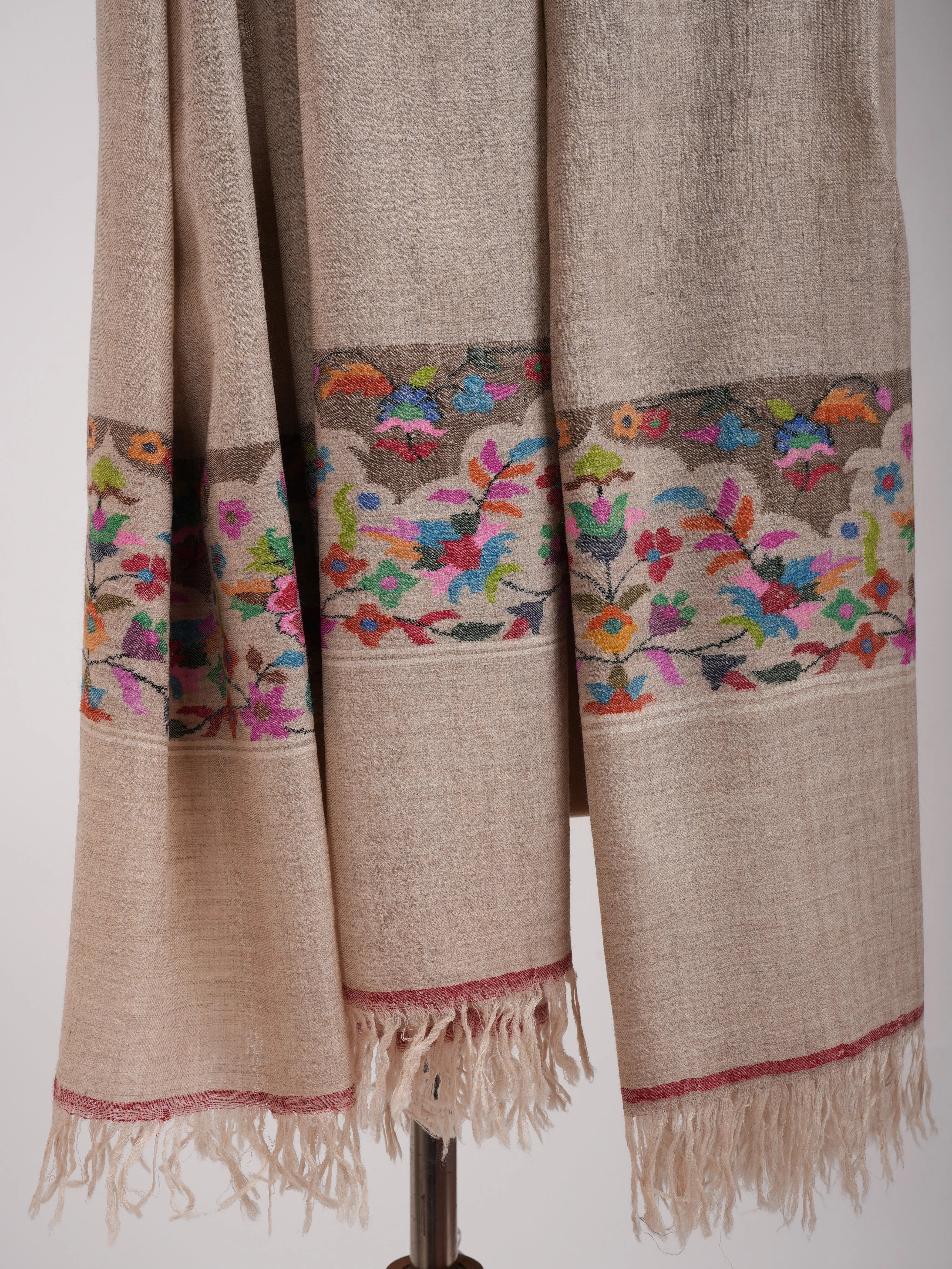 Natural Grey Palla Kani Kashmiri Pashmina Shawls Shahkaar