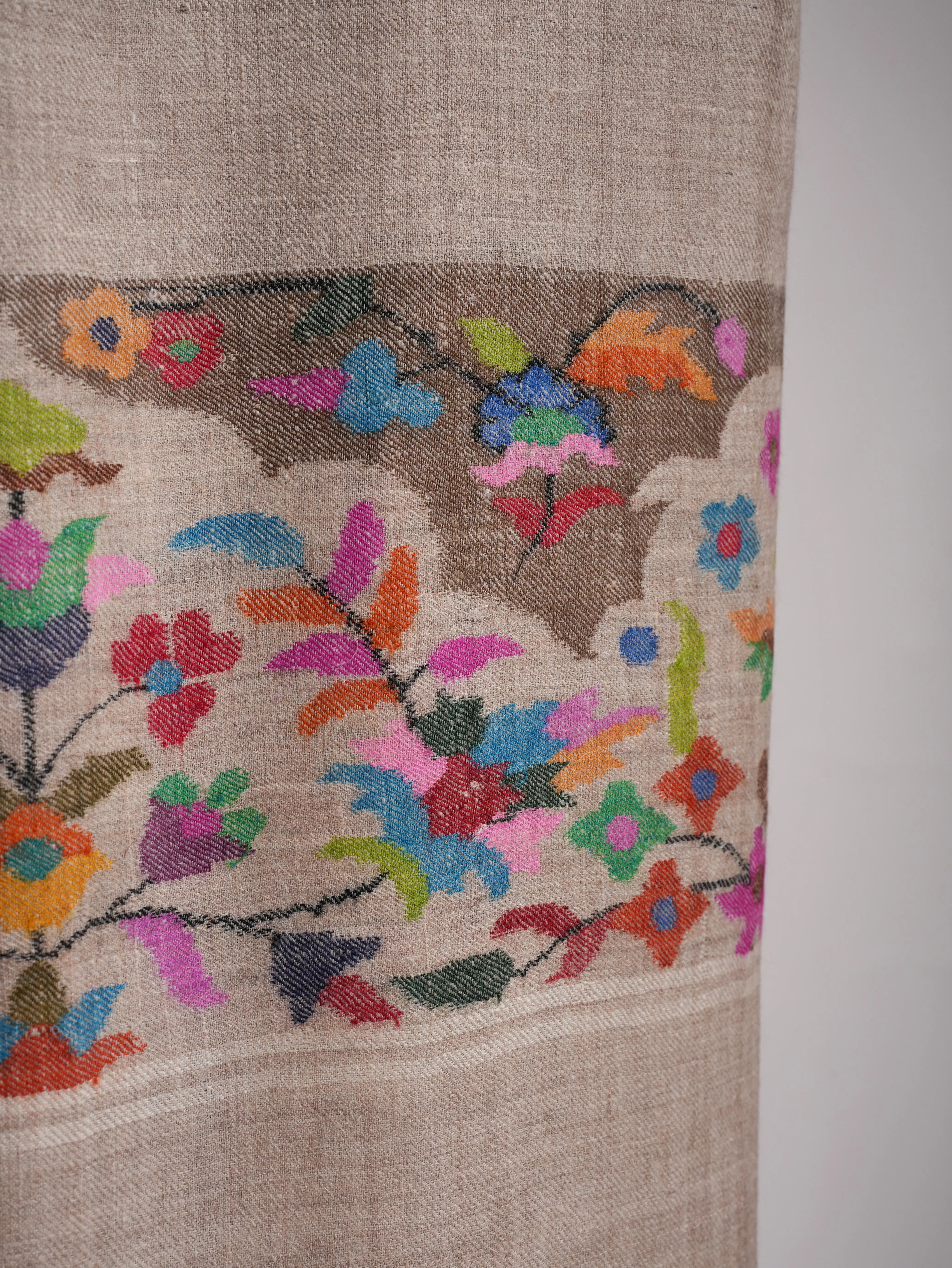 Natural Grey Palla Kani Kashmiri Pashmina Shawls Shahkaar