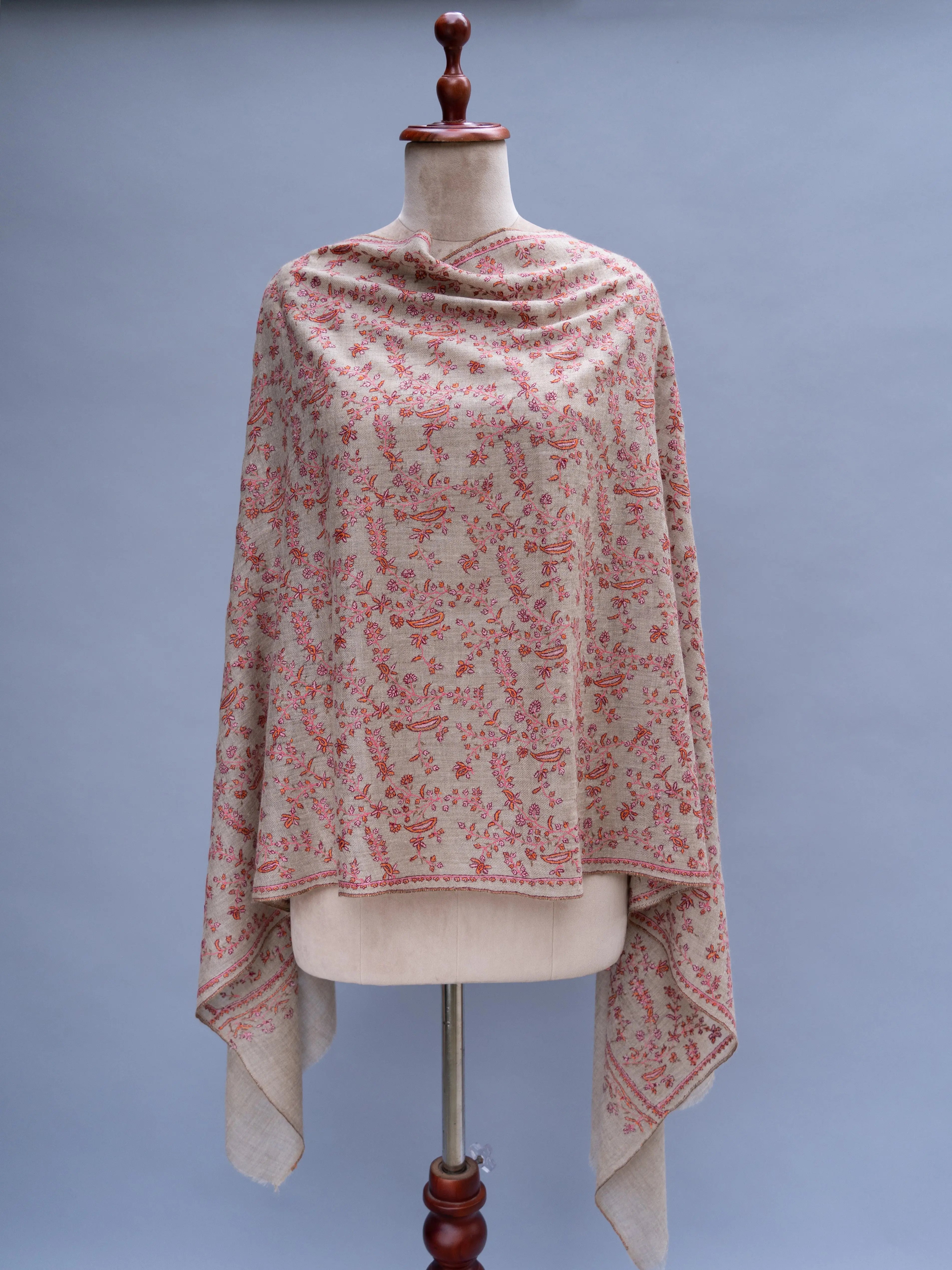 Natural Grey Pretty Cashmere Wrap Shahkaar