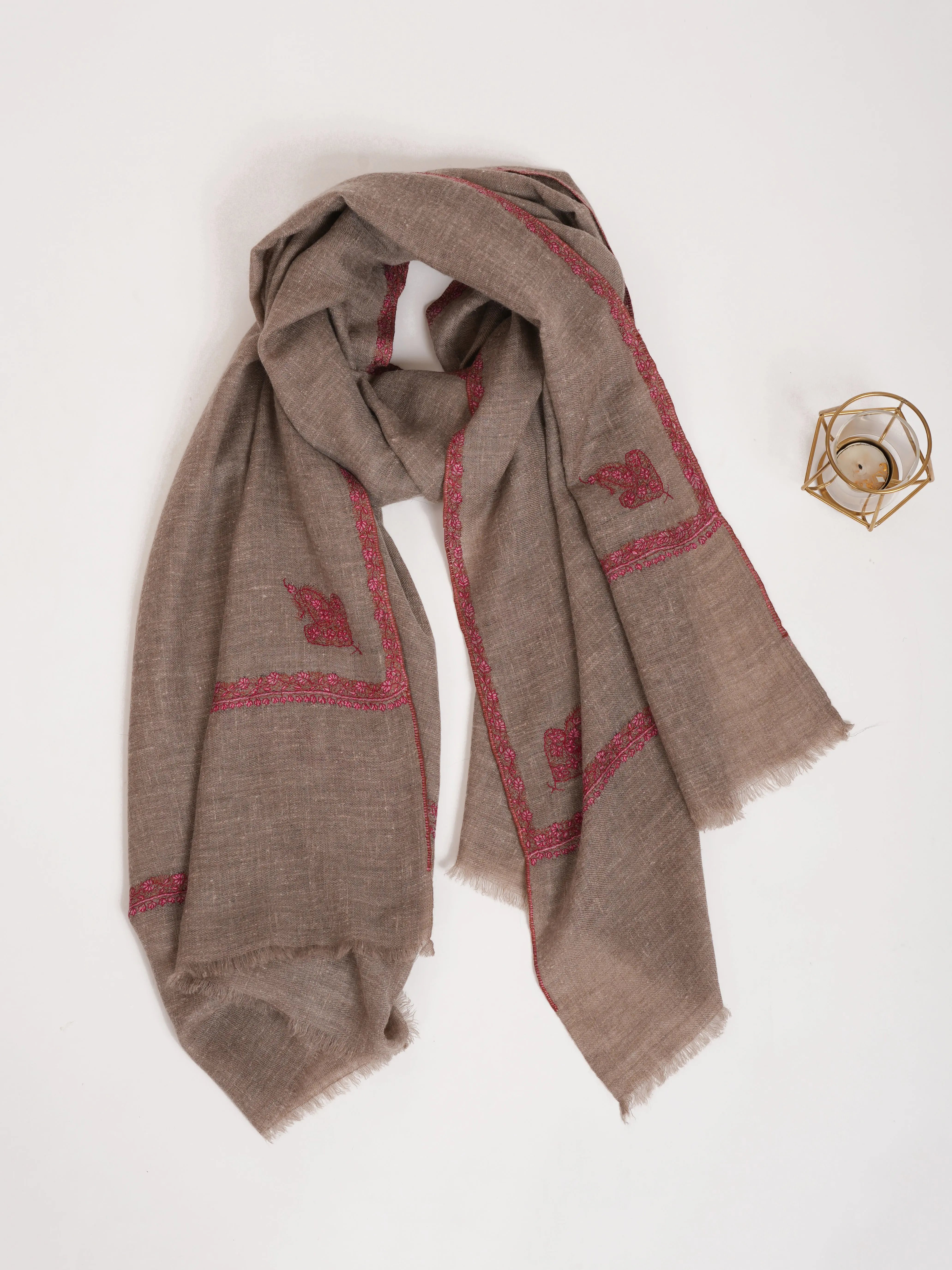 Natural Toosh Color Baildar Handwoven Cashmere Wrap Shahkaar