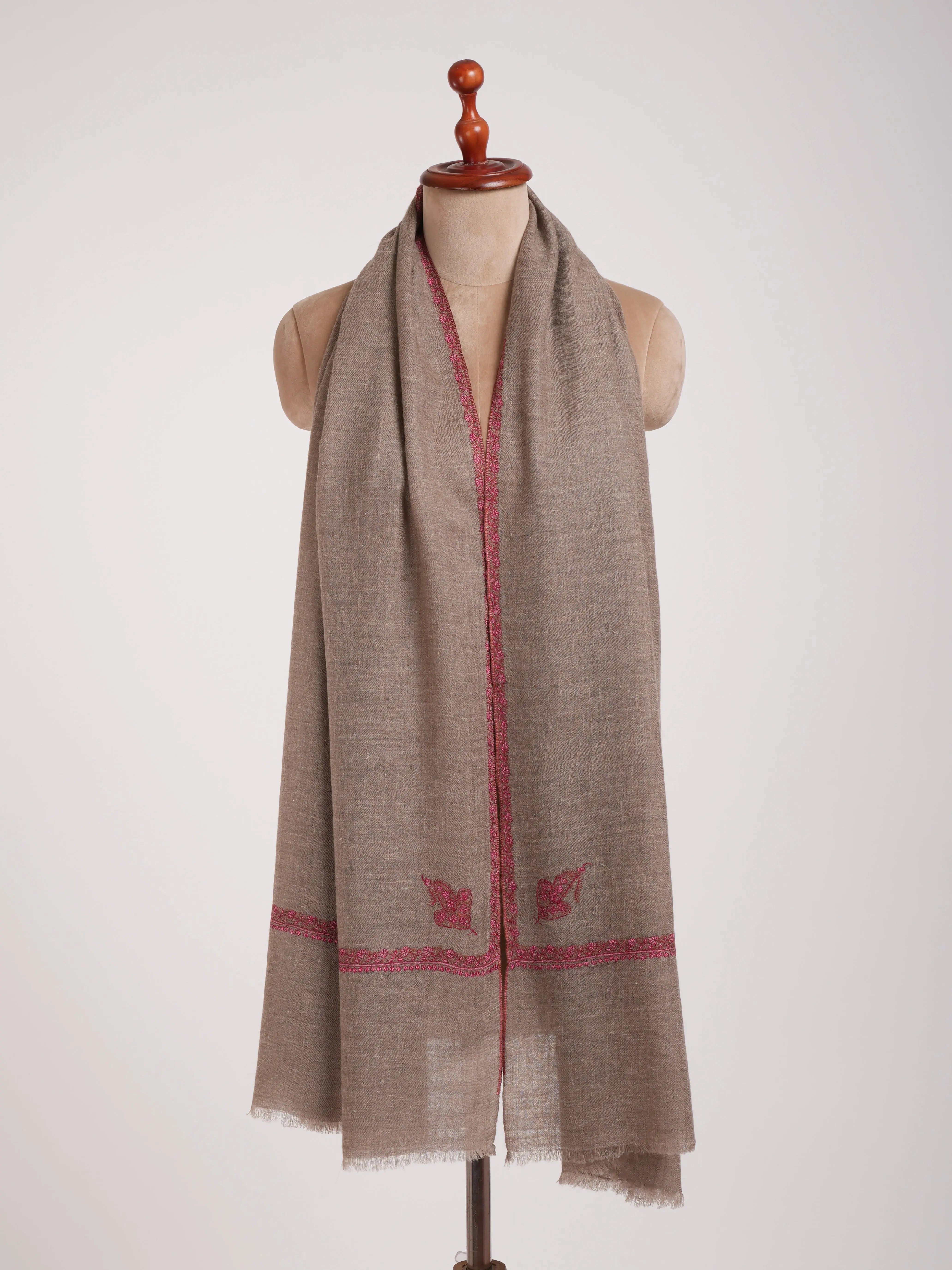 Natural Toosh Color Baildar Handwoven Cashmere Wrap Shahkaar