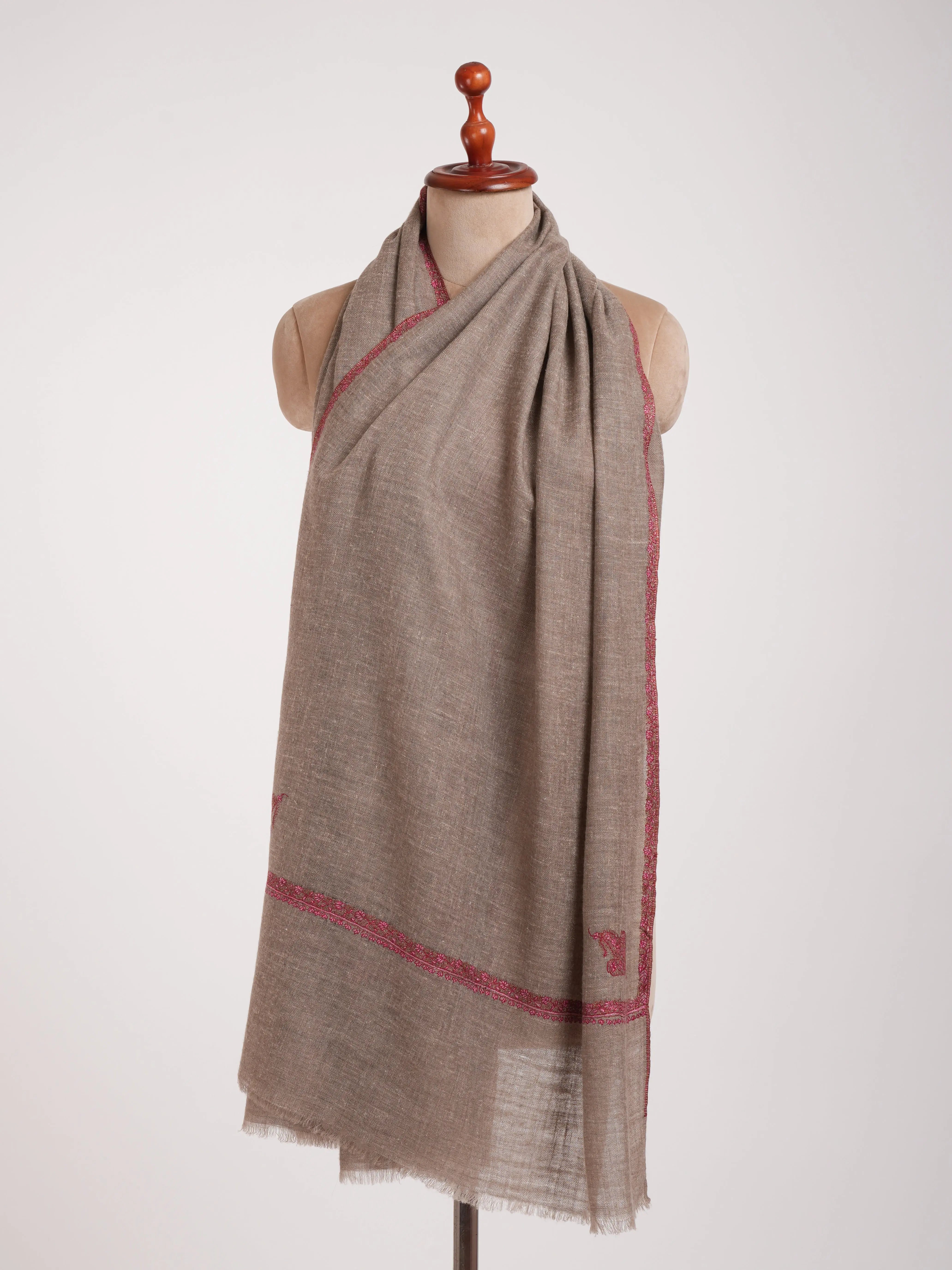 Natural Toosh Color Baildar Handwoven Cashmere Wrap Shahkaar