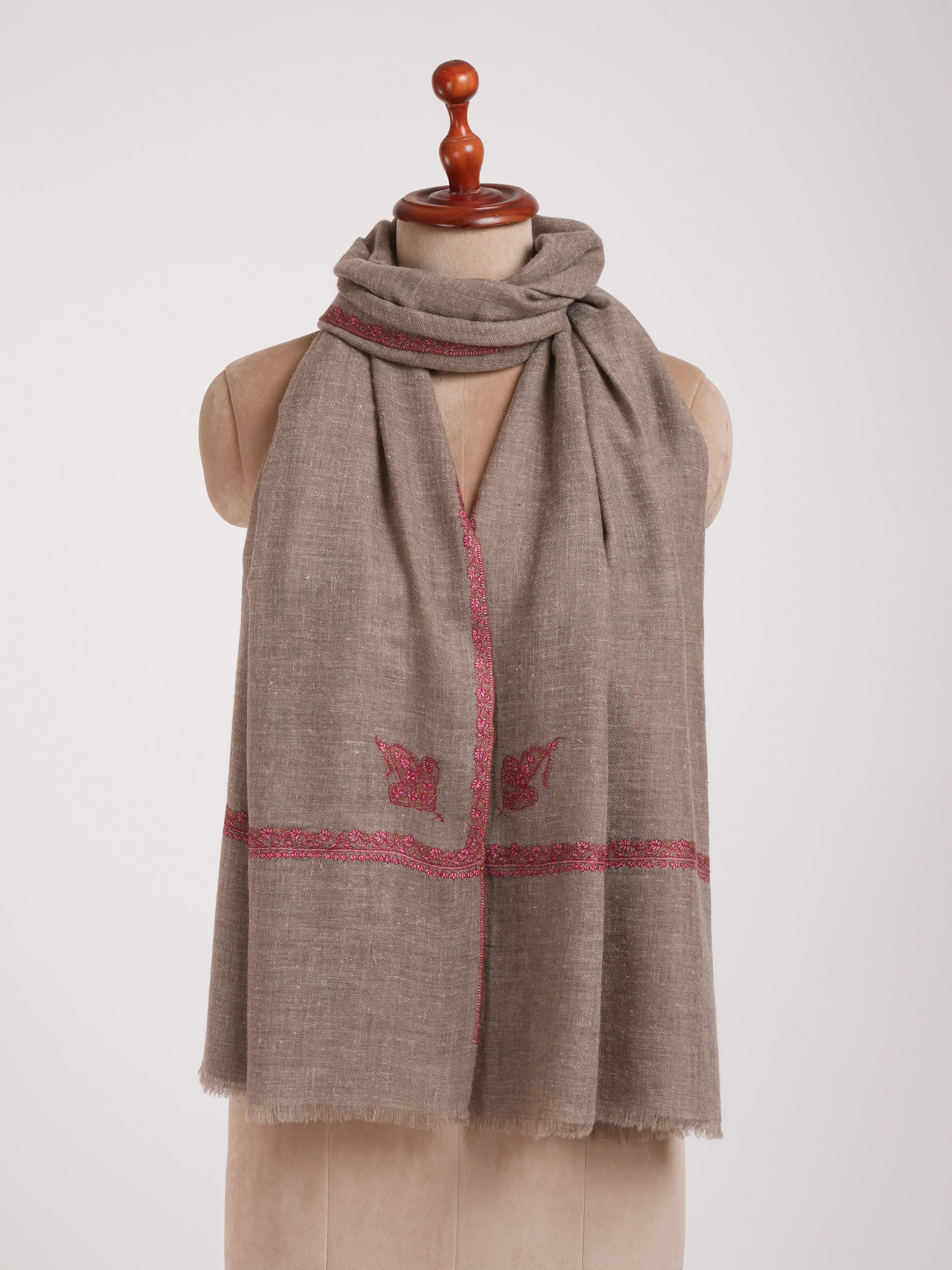 Natural Toosh Color Baildar Handwoven Cashmere Wrap Shahkaar