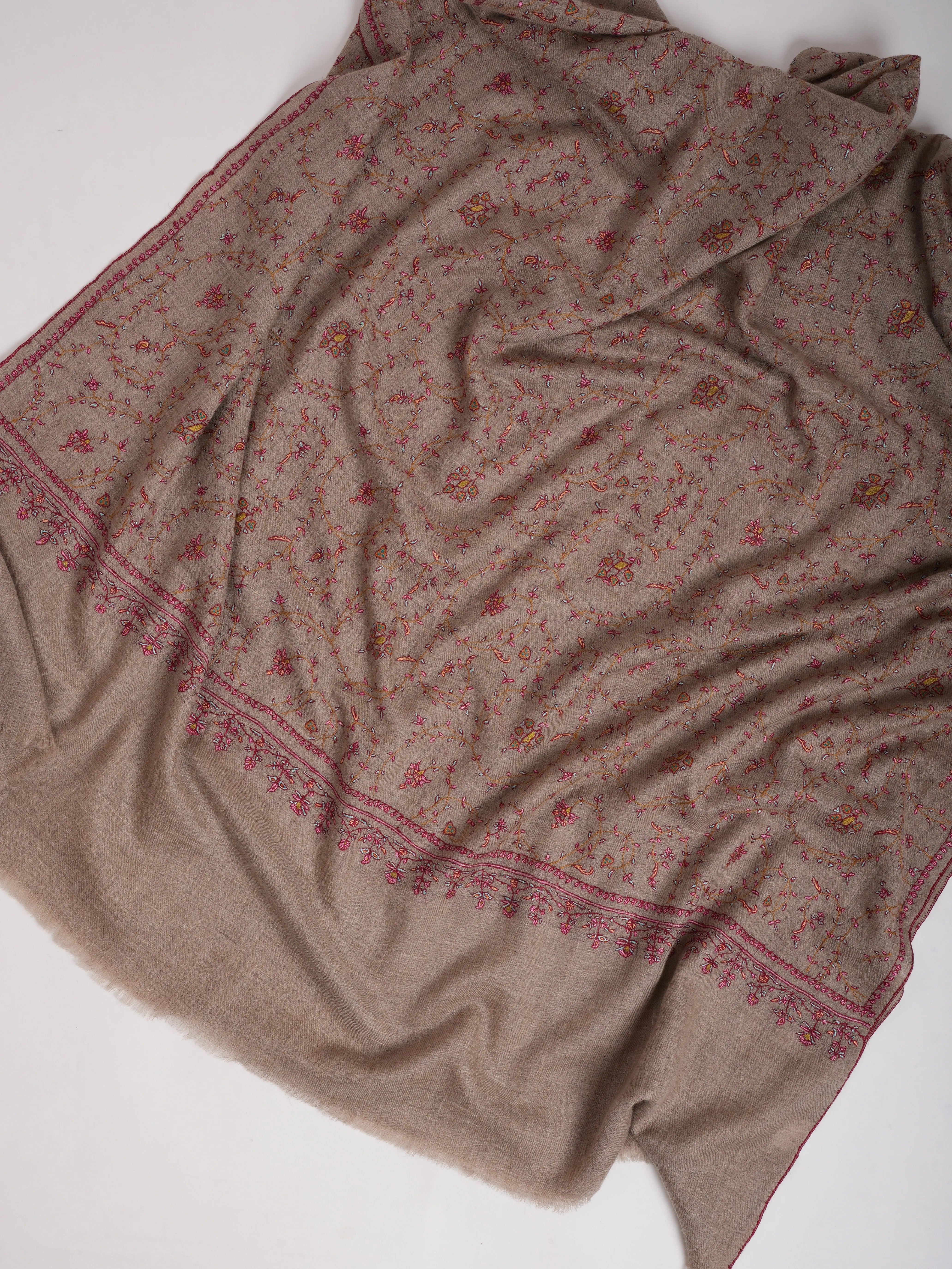 Natural Zati Handmade Featherlight Pure Pashmina Shawl Shahkaar