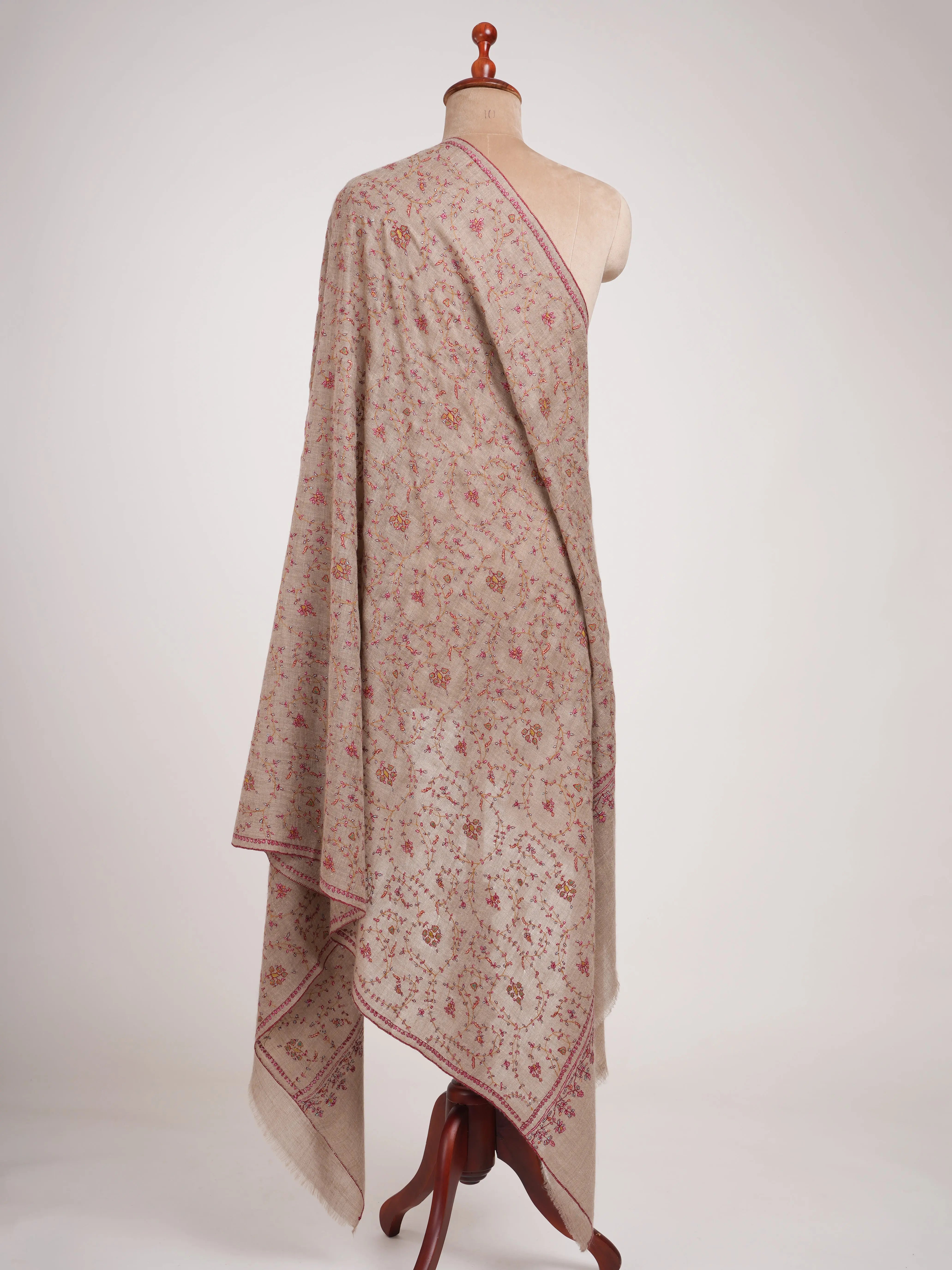 Natural Zati Handmade Featherlight Pure Pashmina Shawl Shahkaar