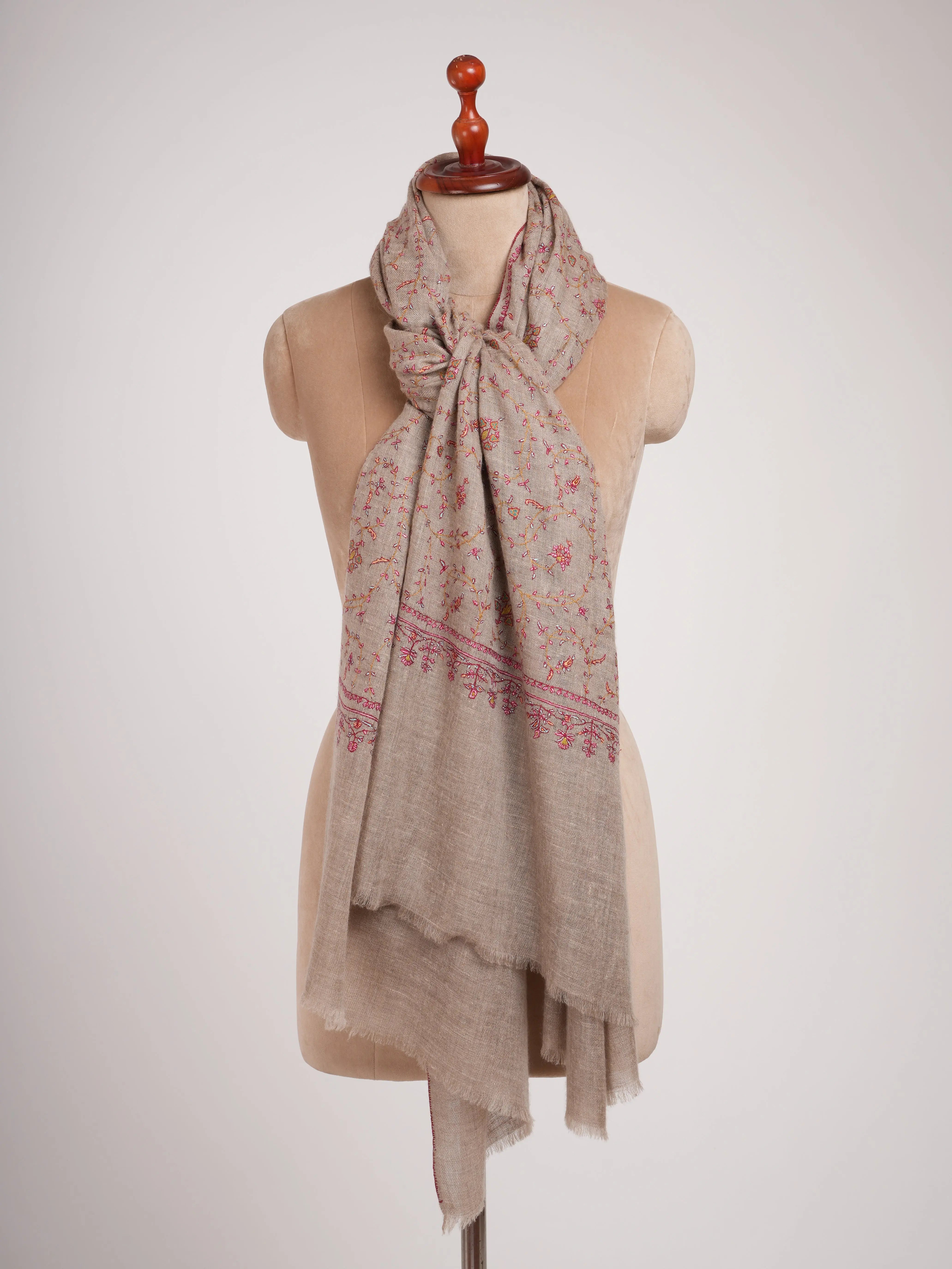 Natural Zati Handmade Featherlight Pure Pashmina Shawl Shahkaar