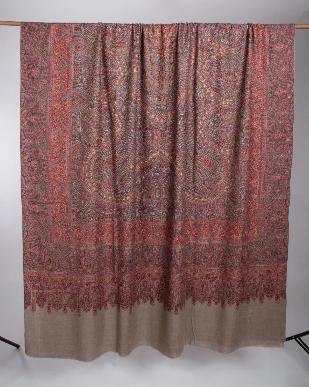 Natural Zati XL Pashmina Shawl - 54x108" Shahkaar