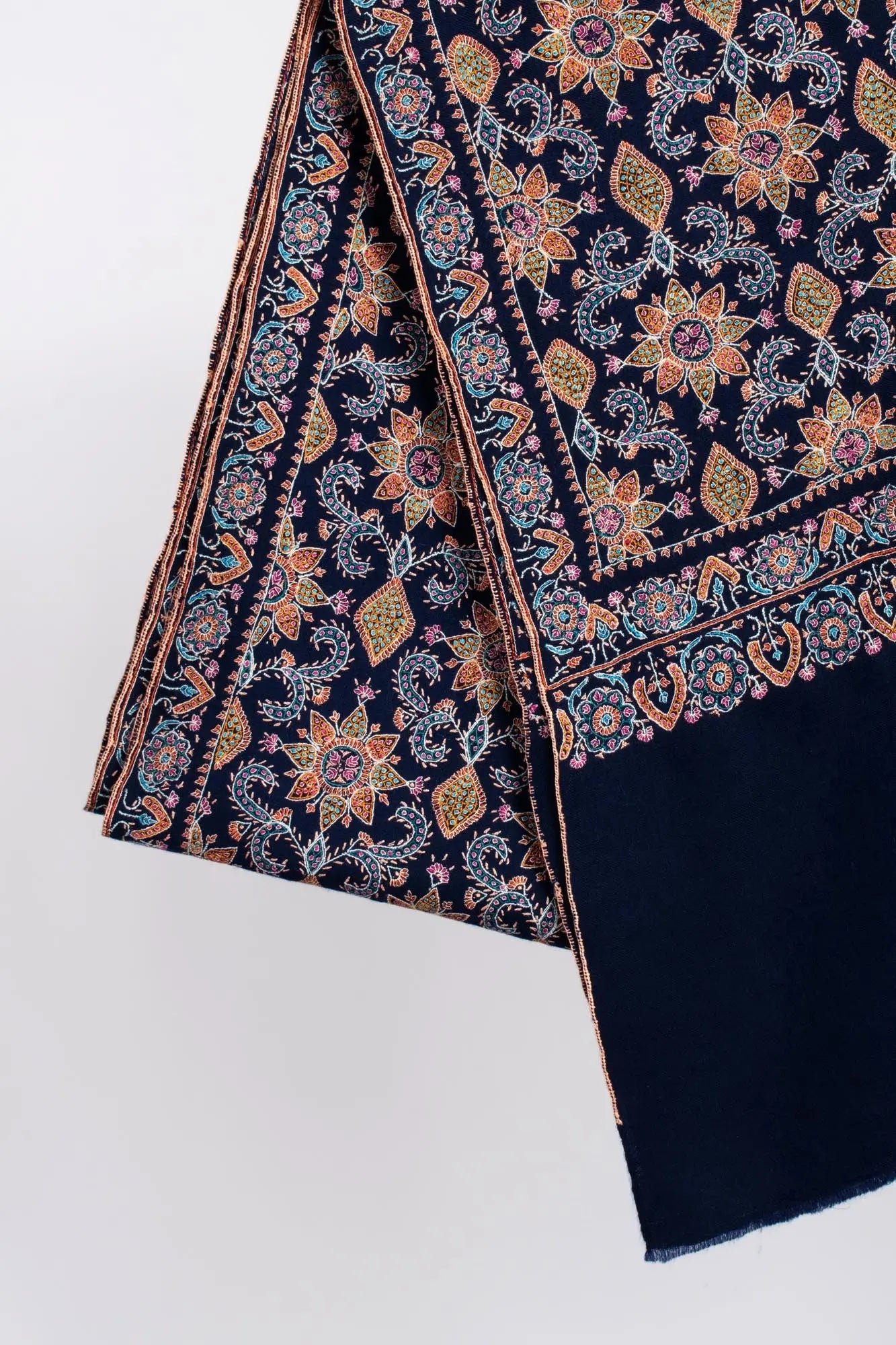 Navy Blue Cashmere Wrap Shawl - SWANSEA Shahkaar