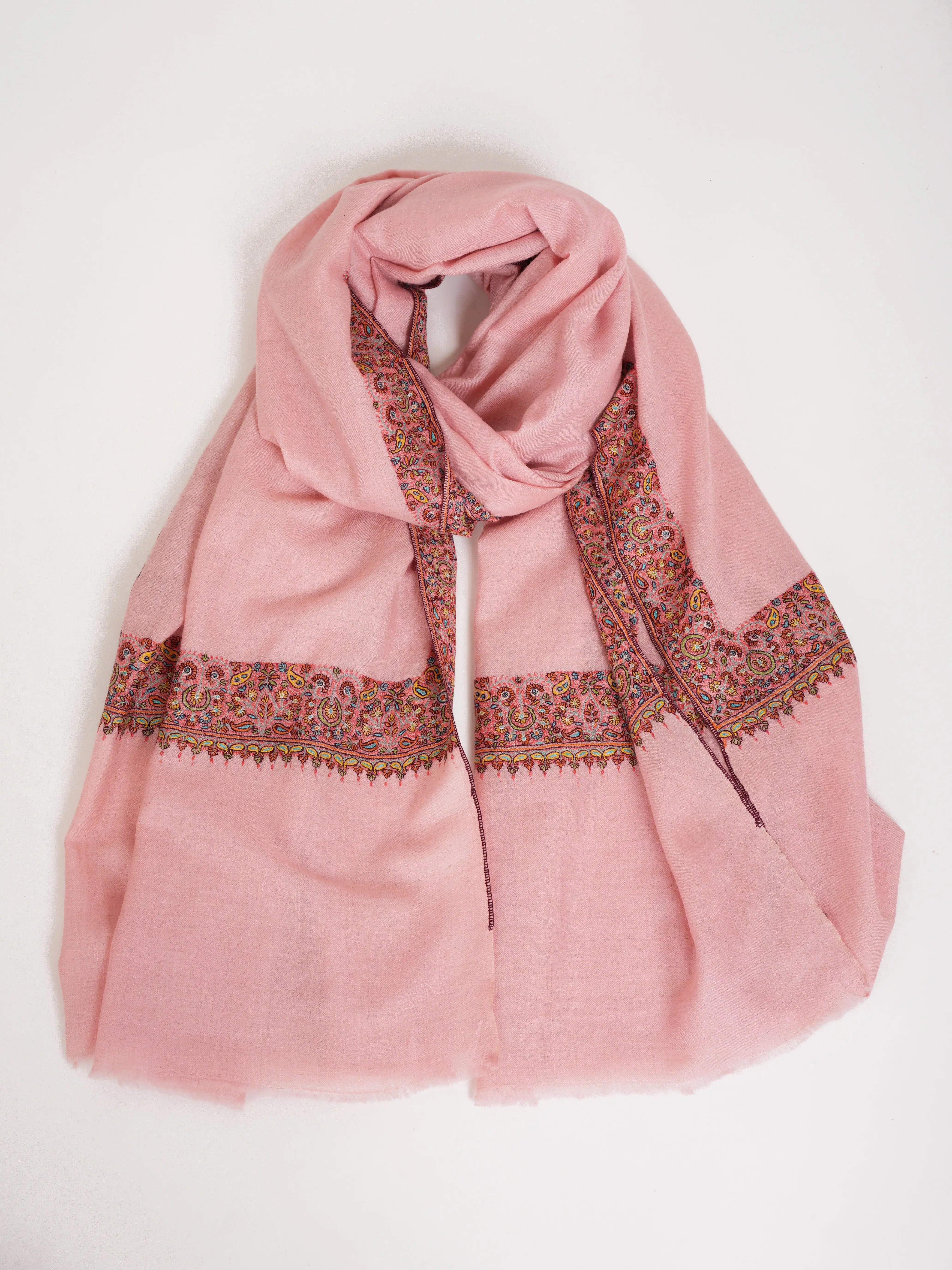 Neemdaur Crystal Rose Sozni Embroidered Pure Pashmina Shawl Shahkaar