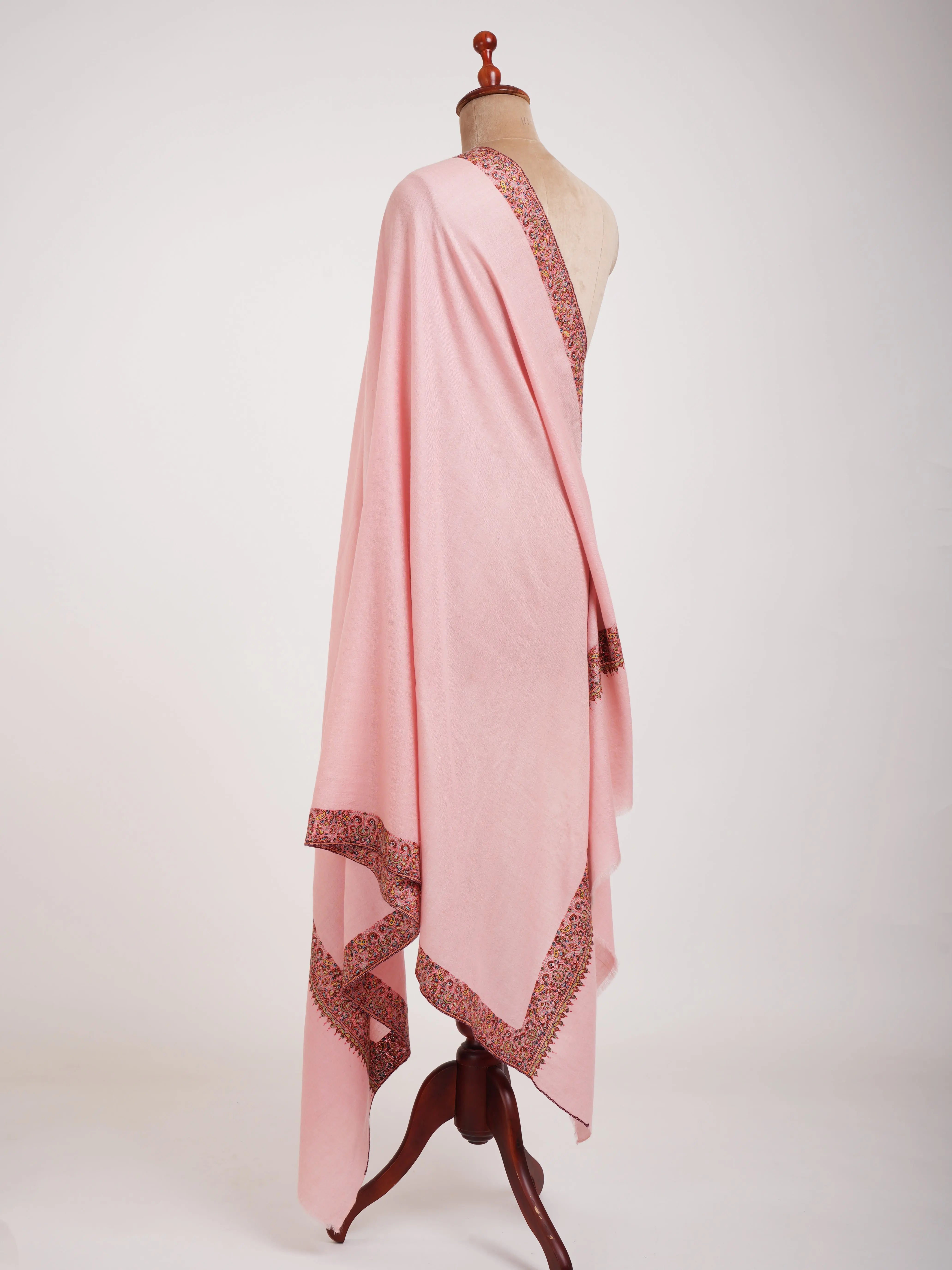 Neemdaur Crystal Rose Sozni Embroidered Pure Pashmina Shawl Shahkaar