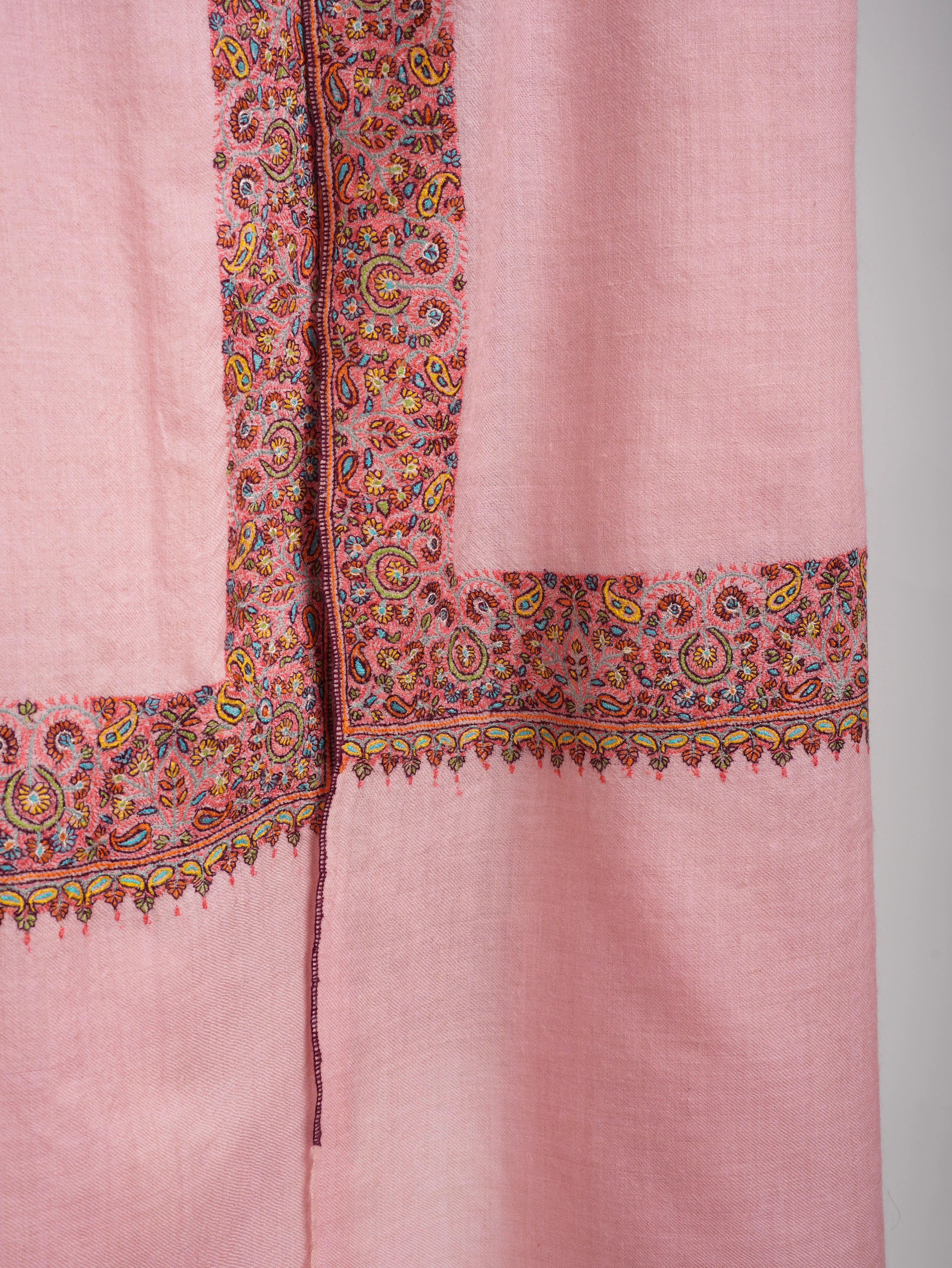 Neemdaur Crystal Rose Sozni Embroidered Pure Pashmina Shawl Shahkaar