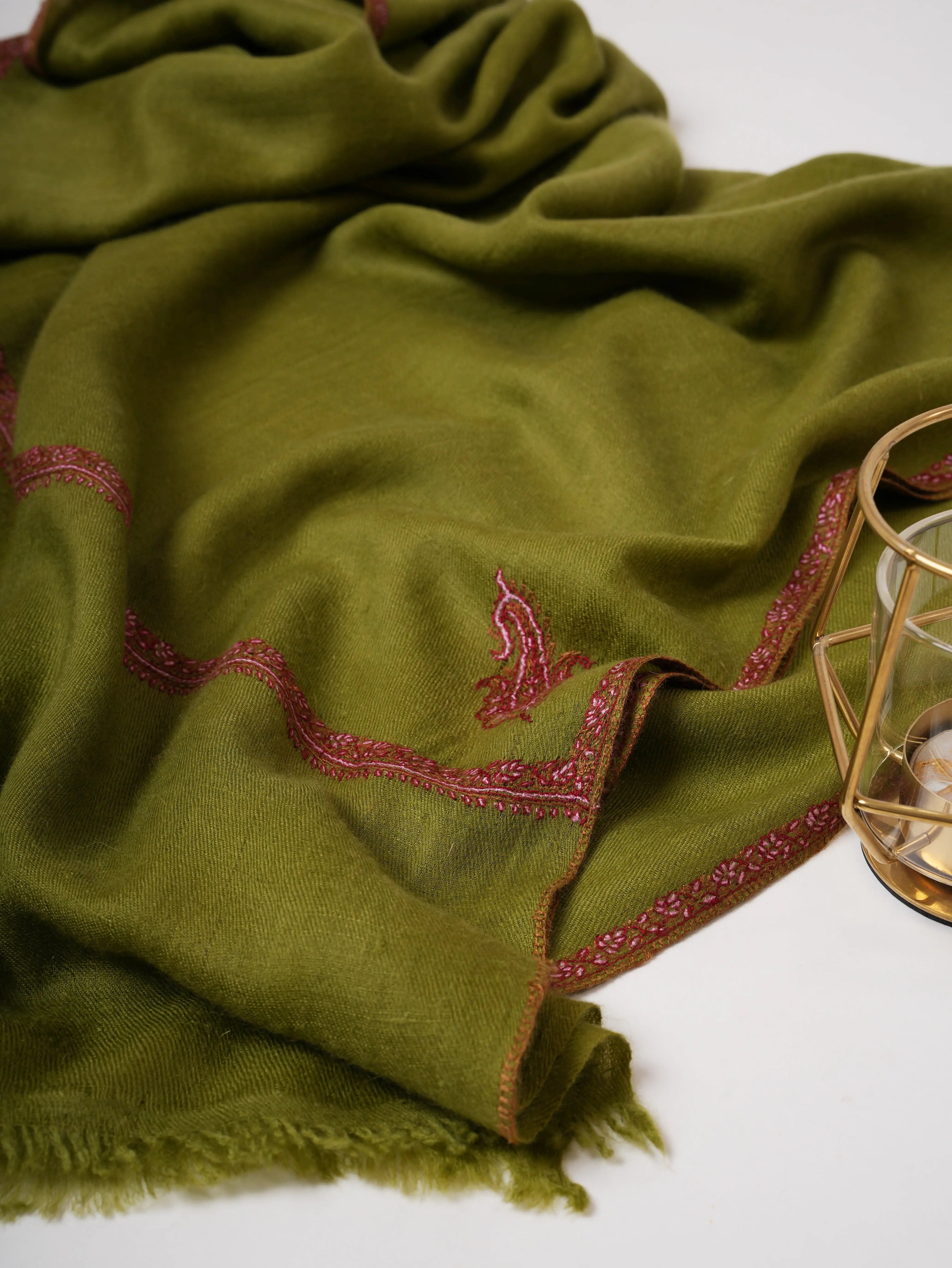 Olive Featherlight Baby Soft Cashmere Scarf – Effortless Luxury in Every Layer Shahkaar