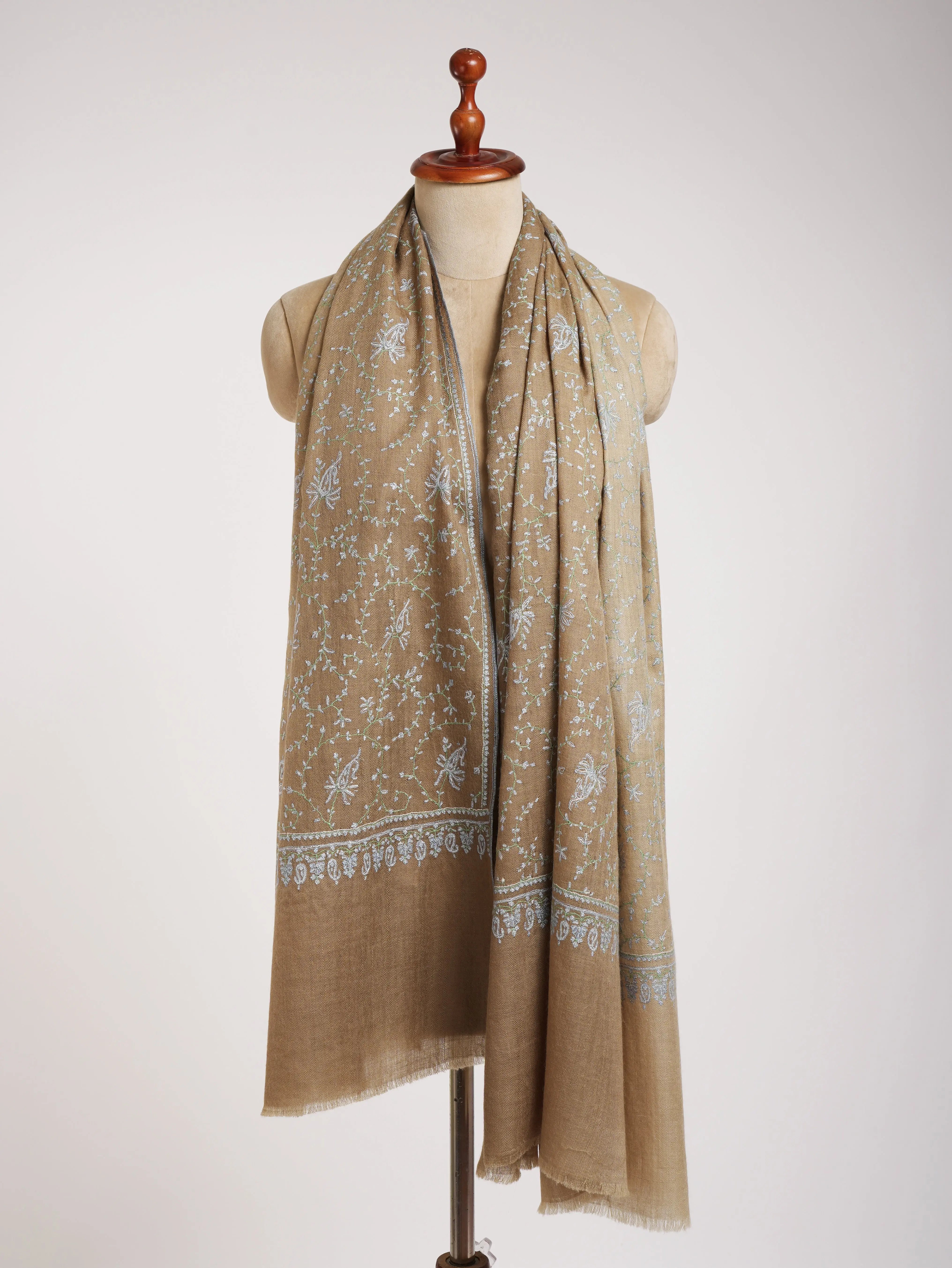Ombre Hand Sozni Embroidered Pashmina Shawl. Shahkaar