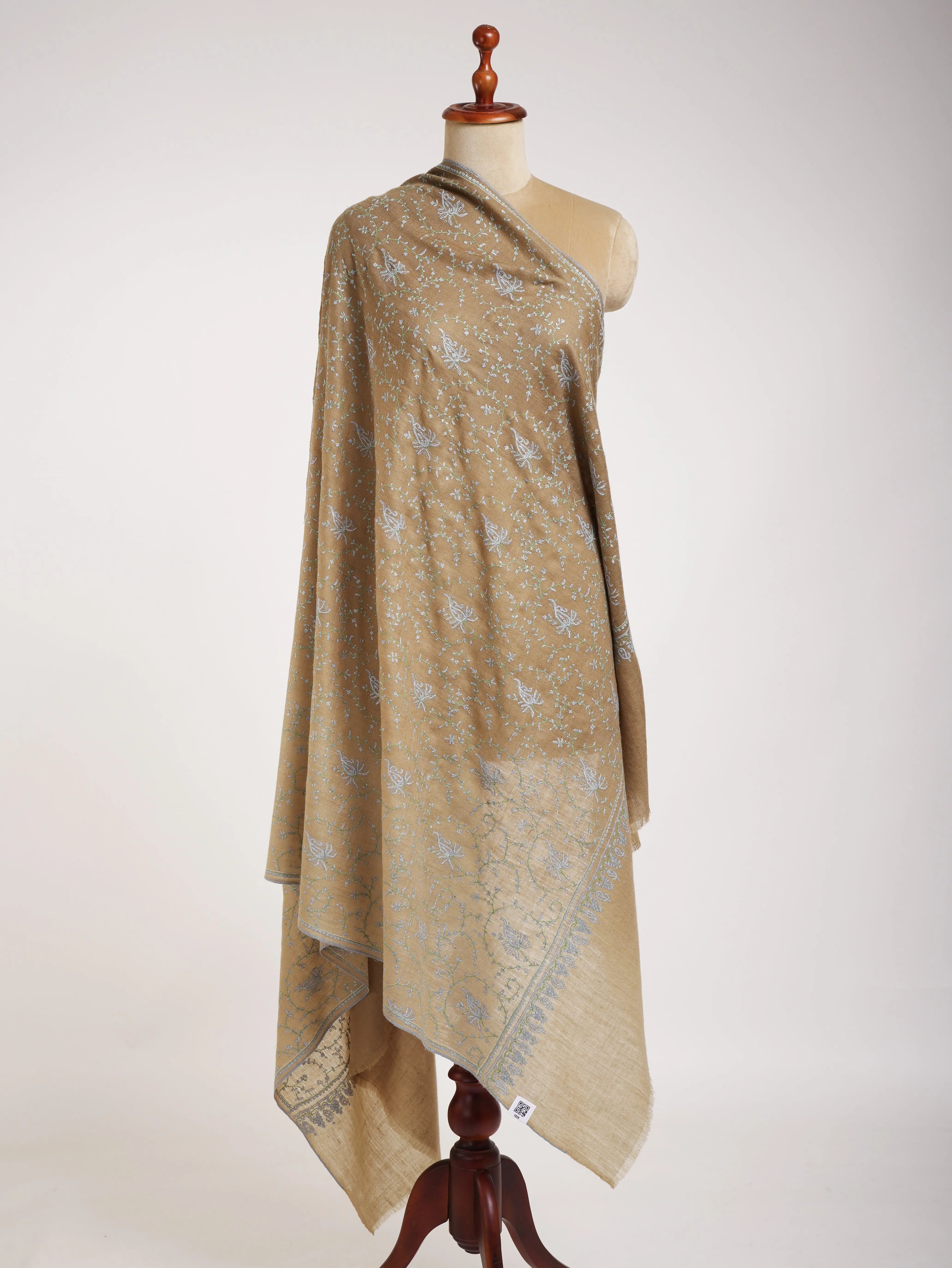 Ombre Hand Sozni Embroidered Pashmina Shawl. Shahkaar