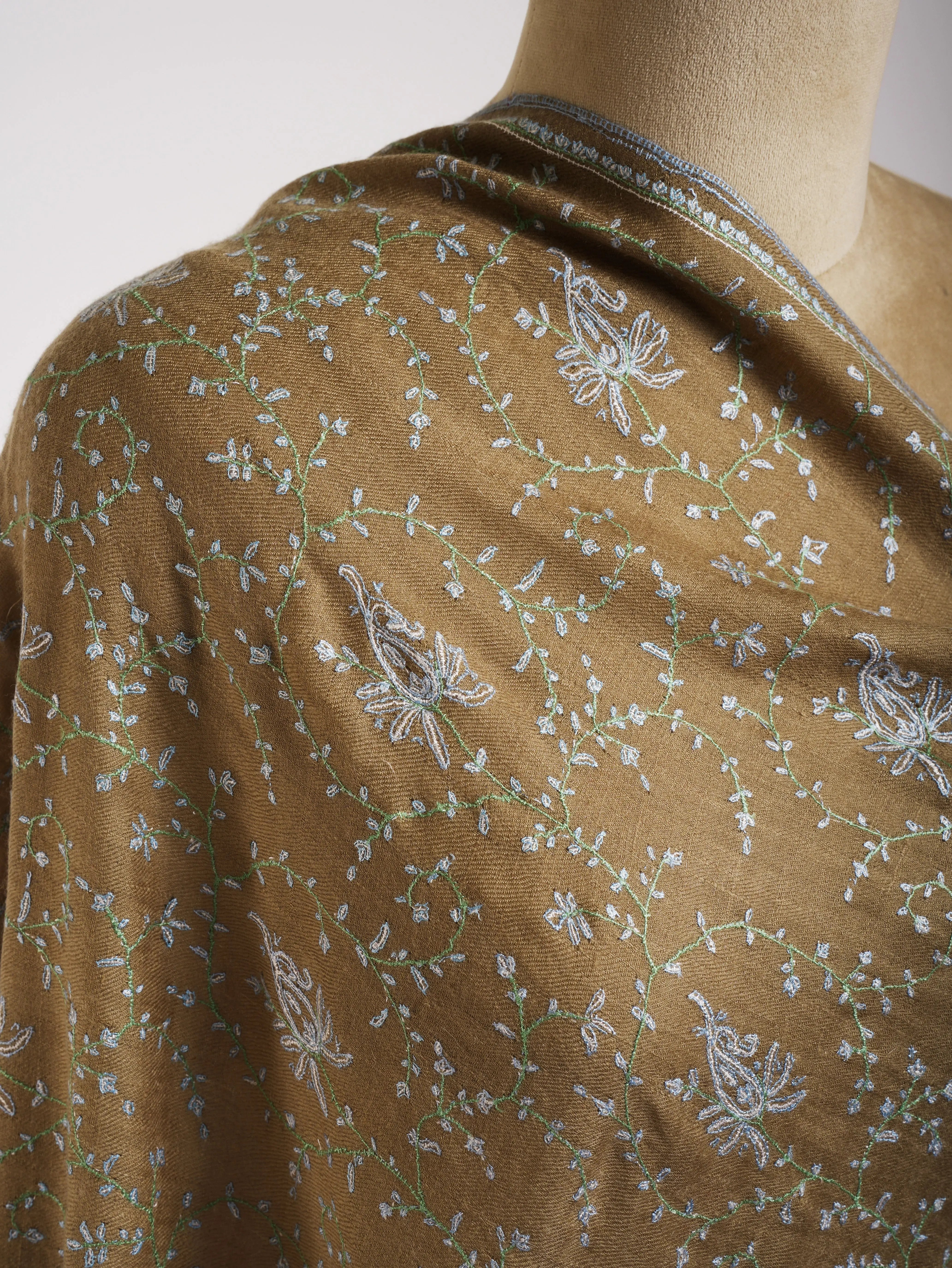 Ombre Hand Sozni Embroidered Pashmina Shawl. Shahkaar