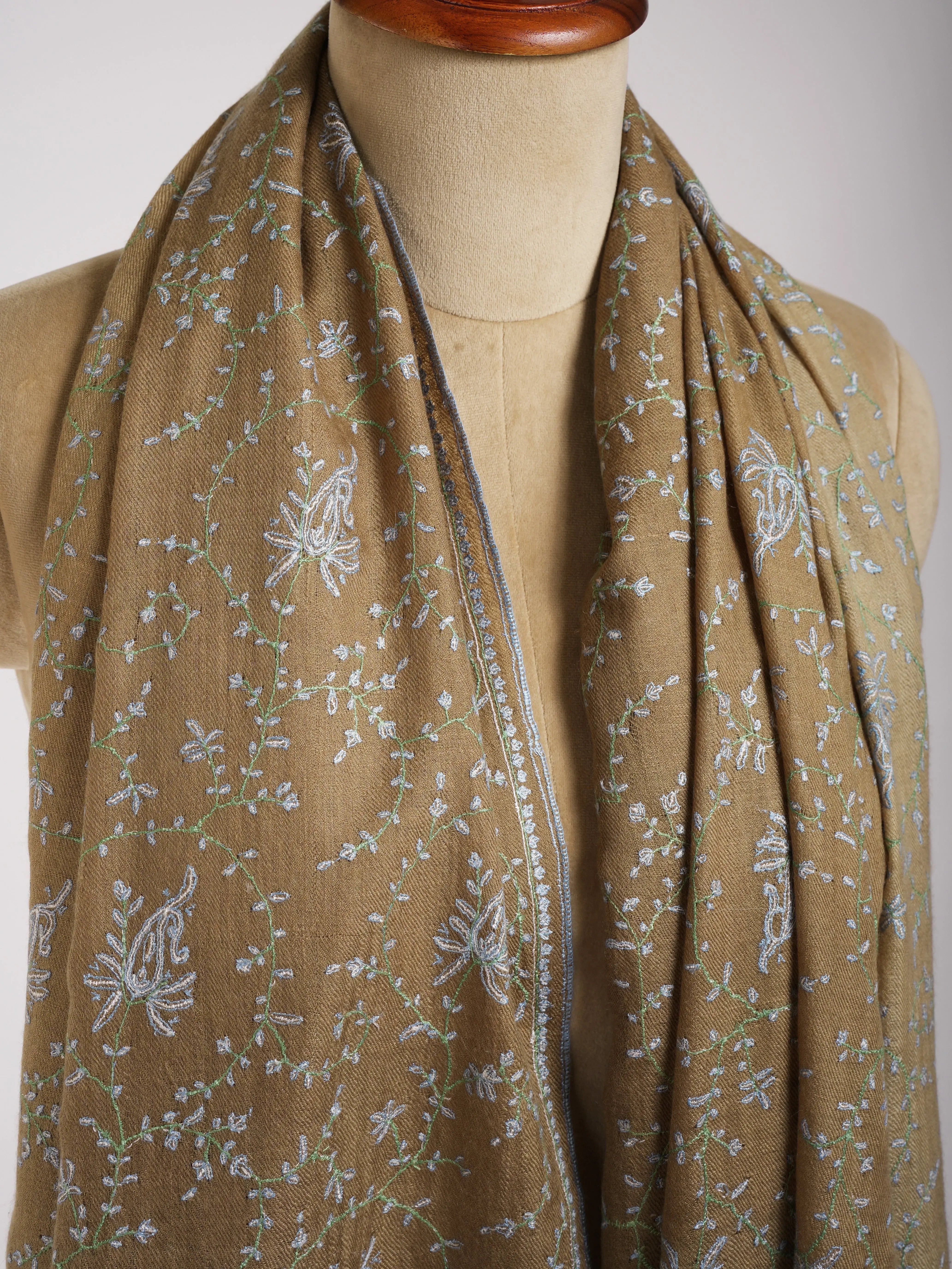 Ombre Hand Sozni Embroidered Pashmina Shawl. Shahkaar