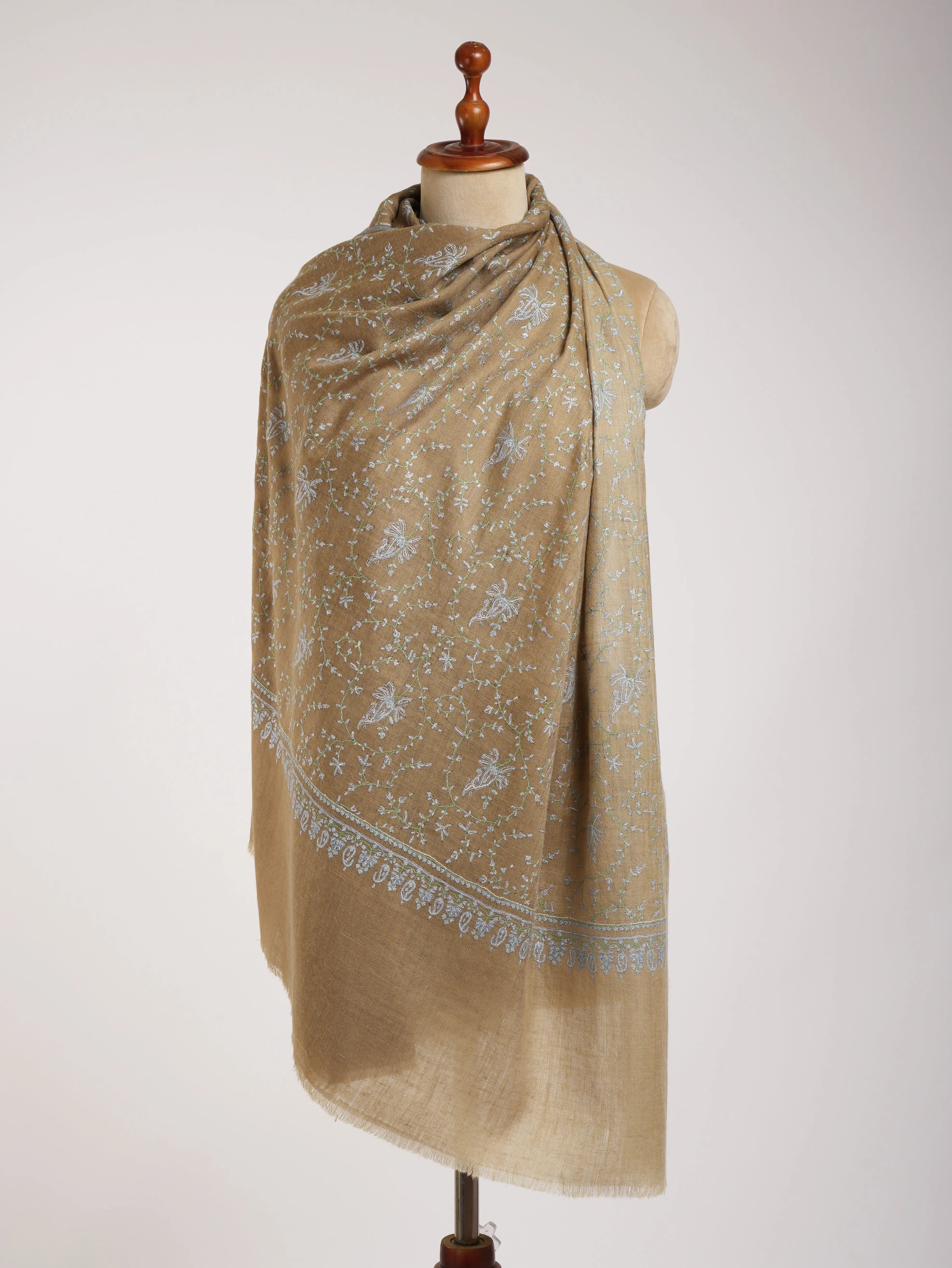 Ombre Hand Sozni Embroidered Pashmina Shawl. Shahkaar