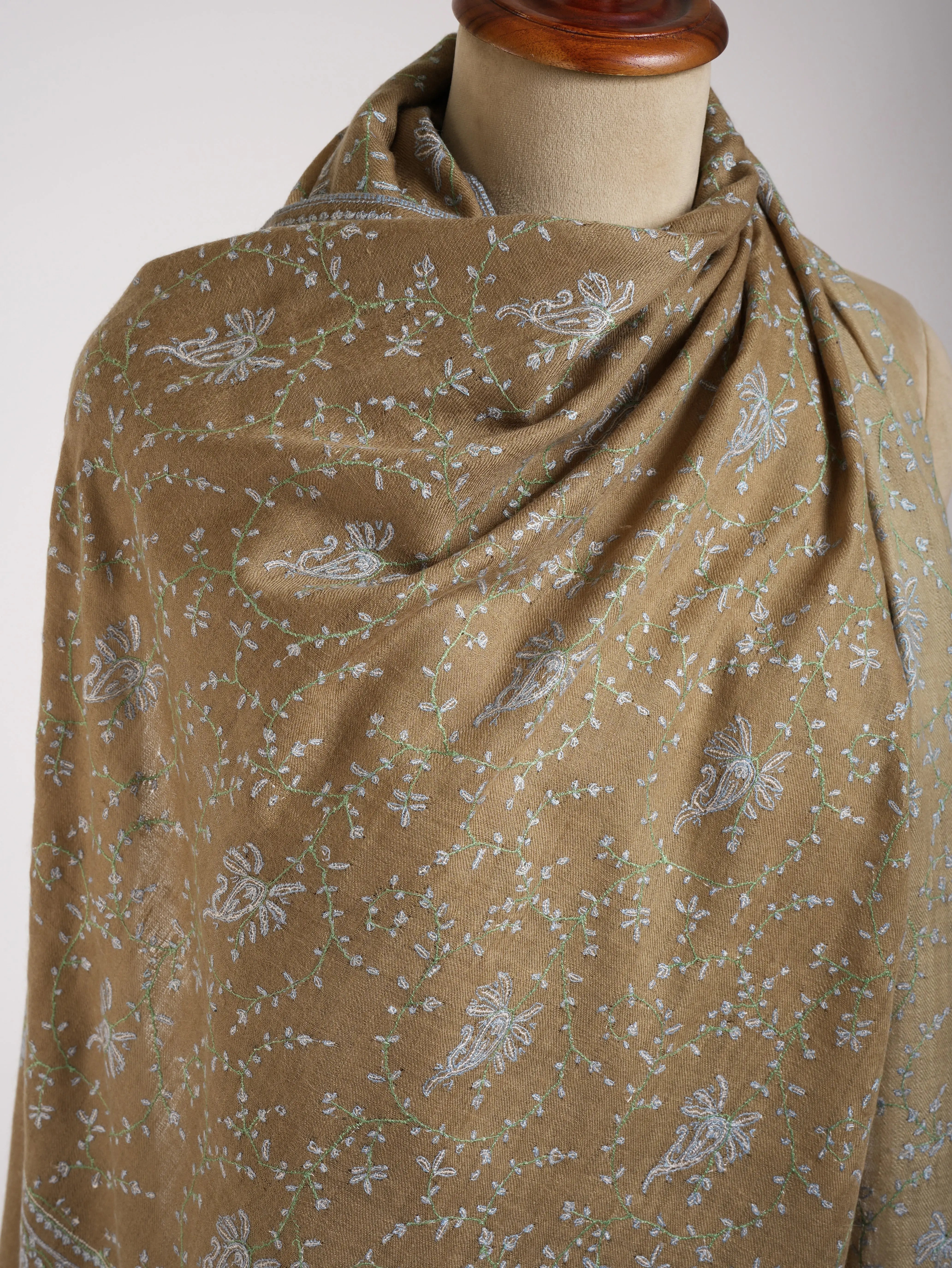 Ombre Hand Sozni Embroidered Pashmina Shawl. Shahkaar