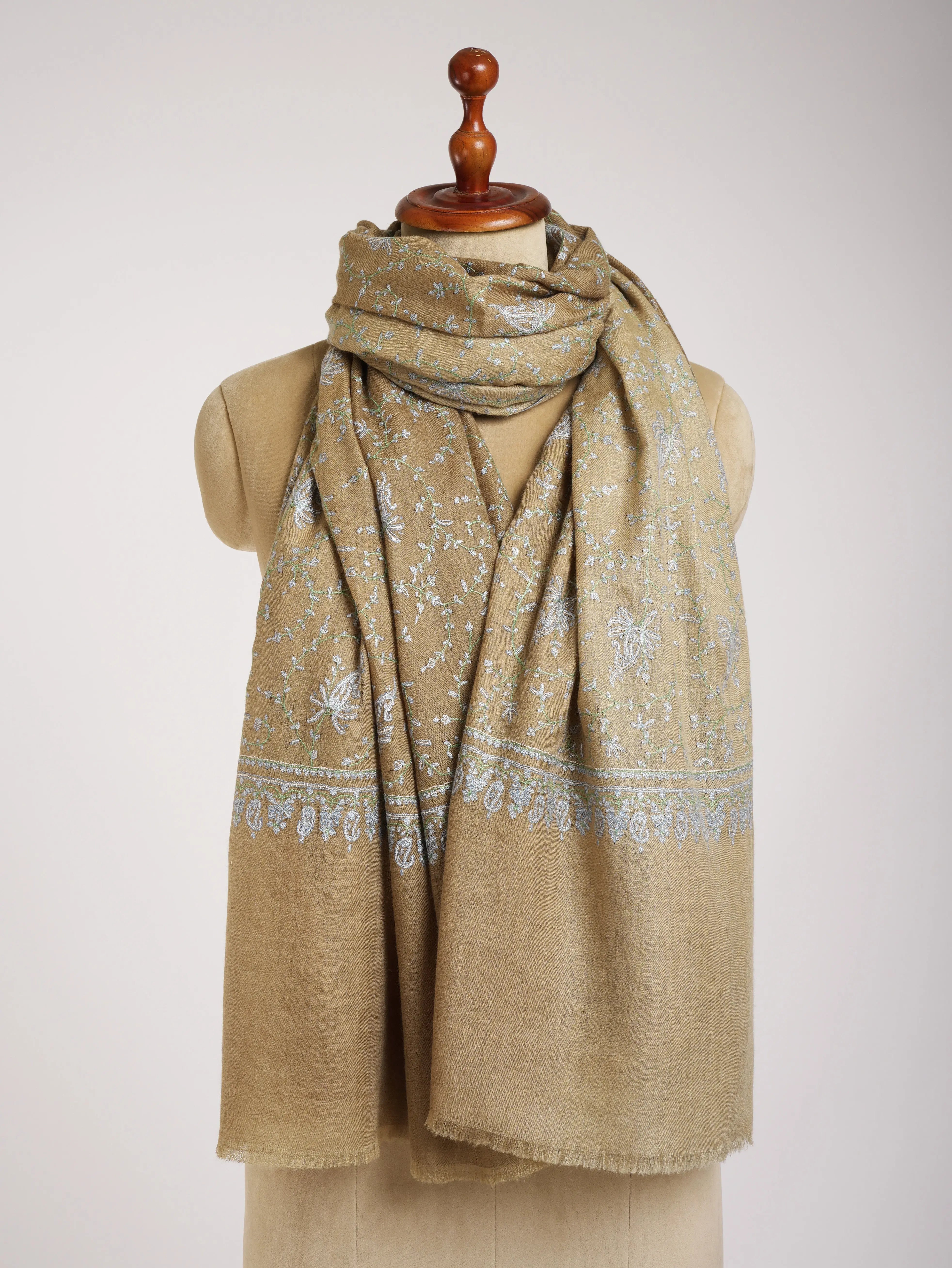 Ombre Hand Sozni Embroidered Pashmina Shawl. Shahkaar