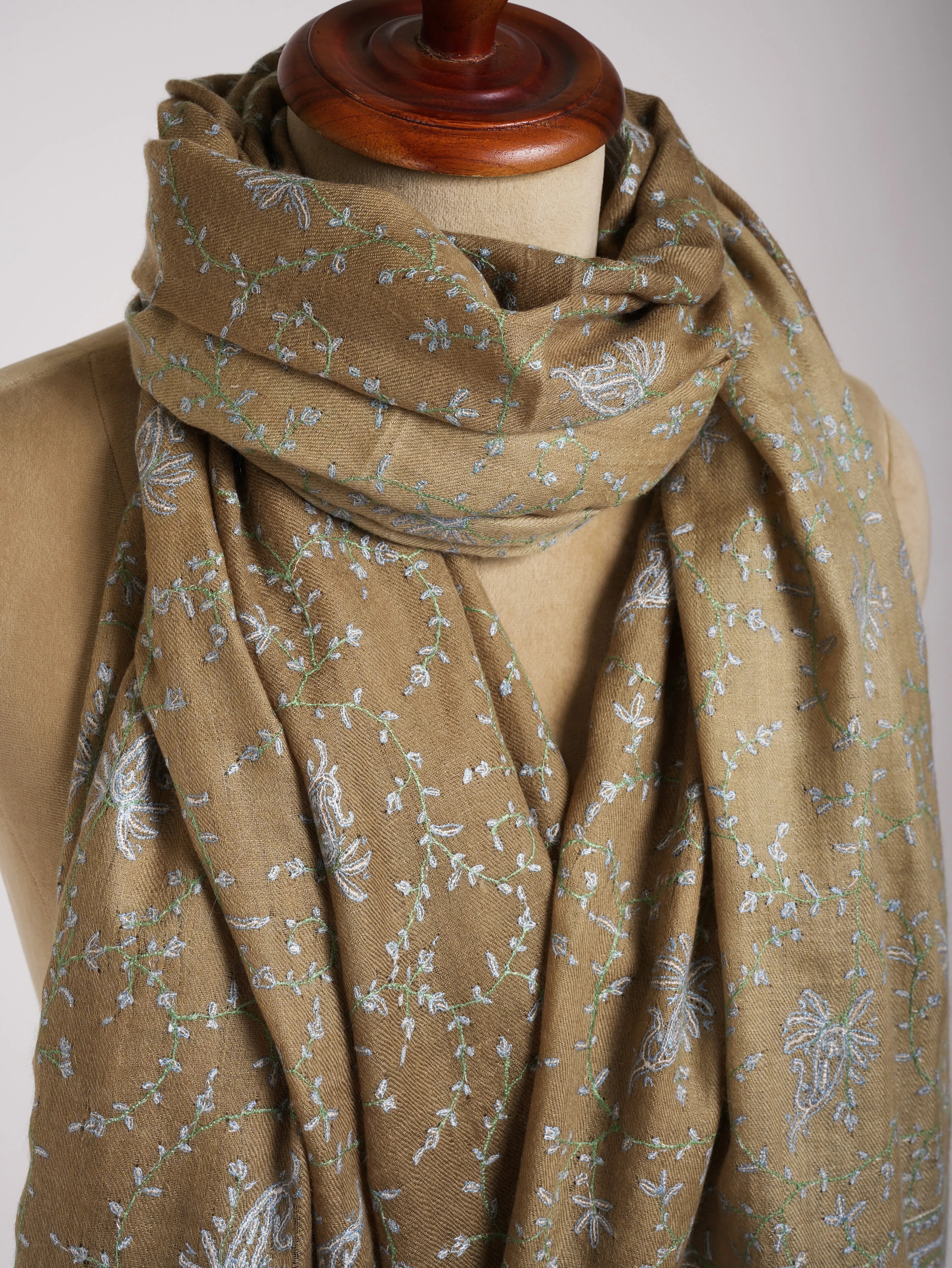 Ombre Hand Sozni Embroidered Pashmina Shawl. Shahkaar
