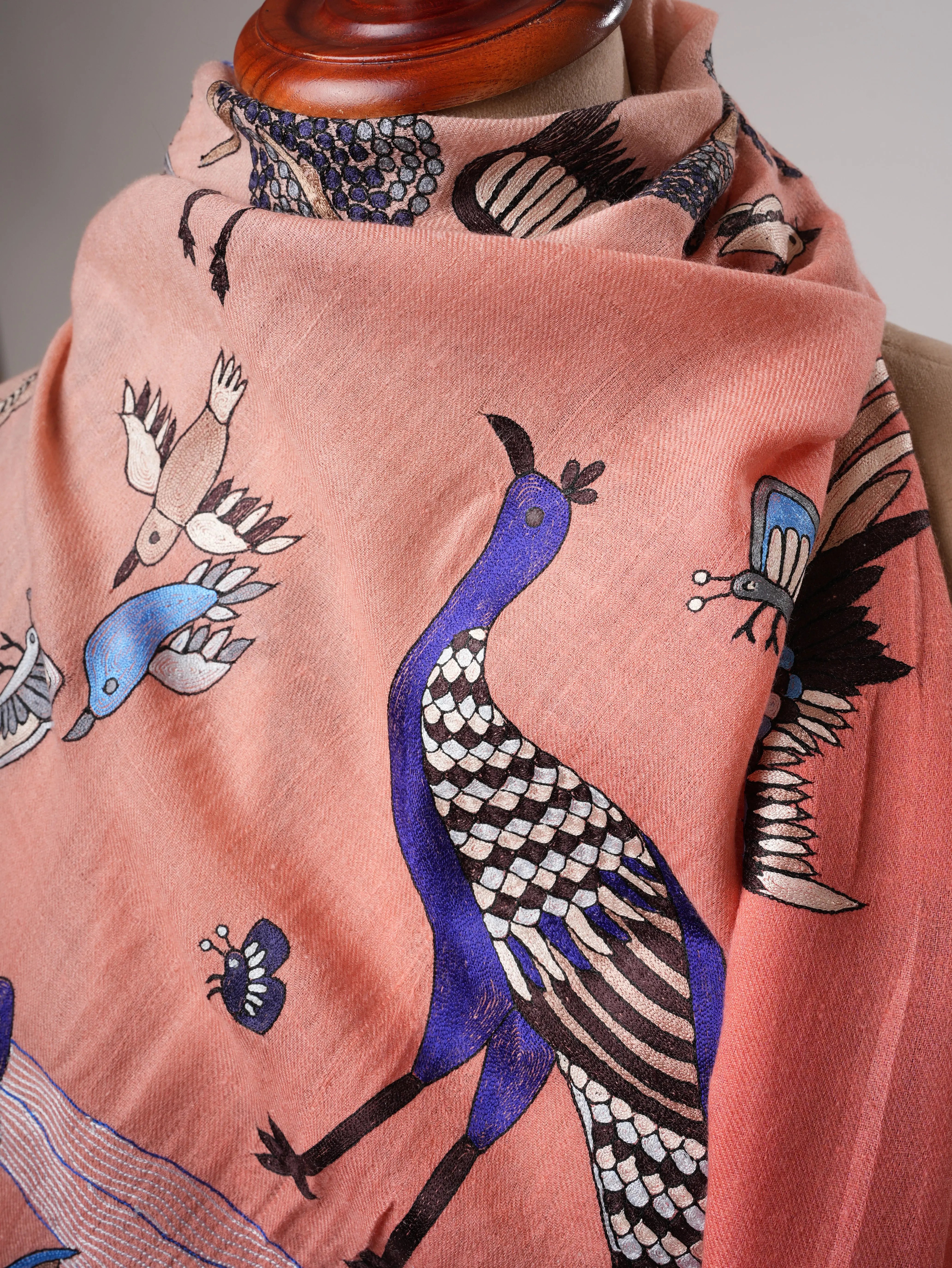 Ombré Hand Woven Pure Pashmina Shawl with Hand Hook Embroidery Shahkaar